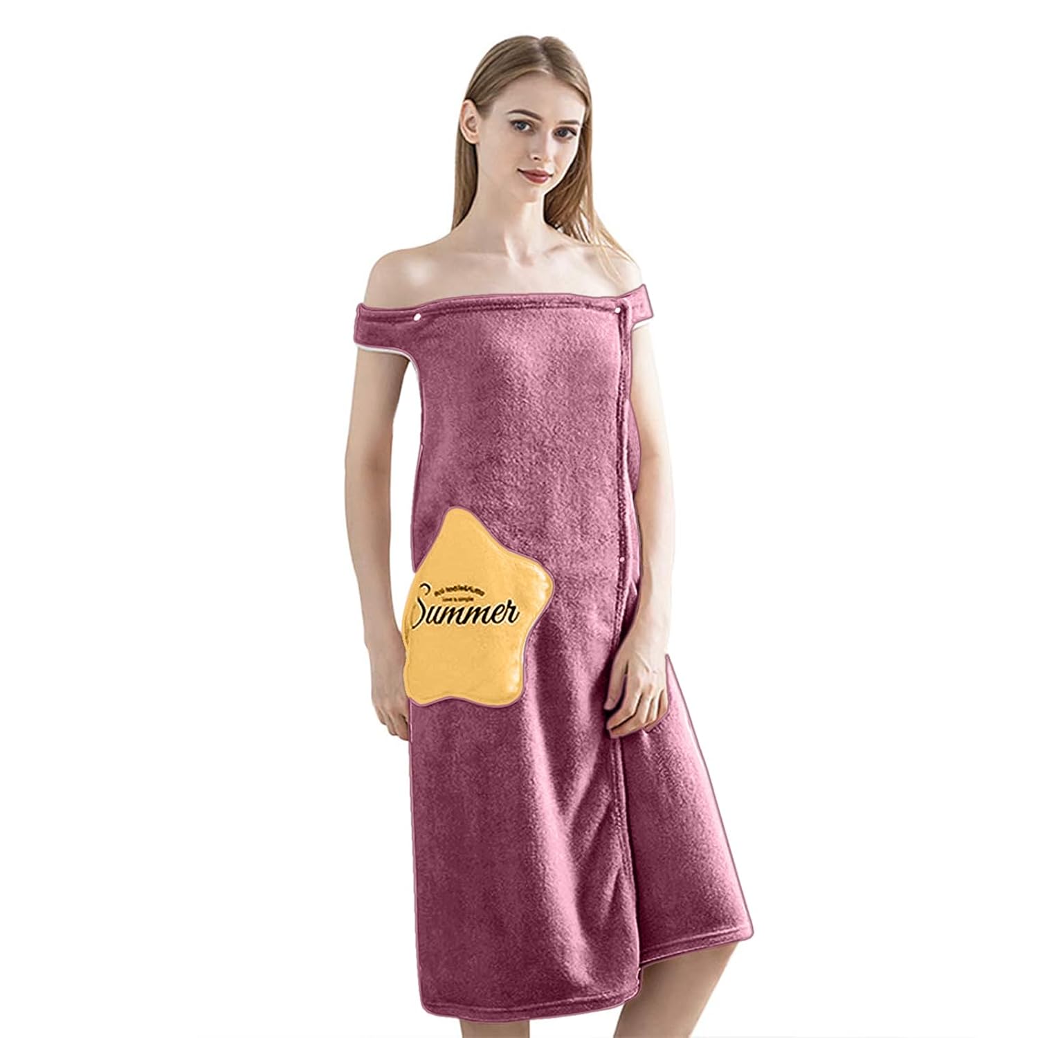 HOUSSE Wearable Spa Bath Towel for Women | Soft, Cozy Wrap with Snap Closure | 110 x 140 cm (Peacock)