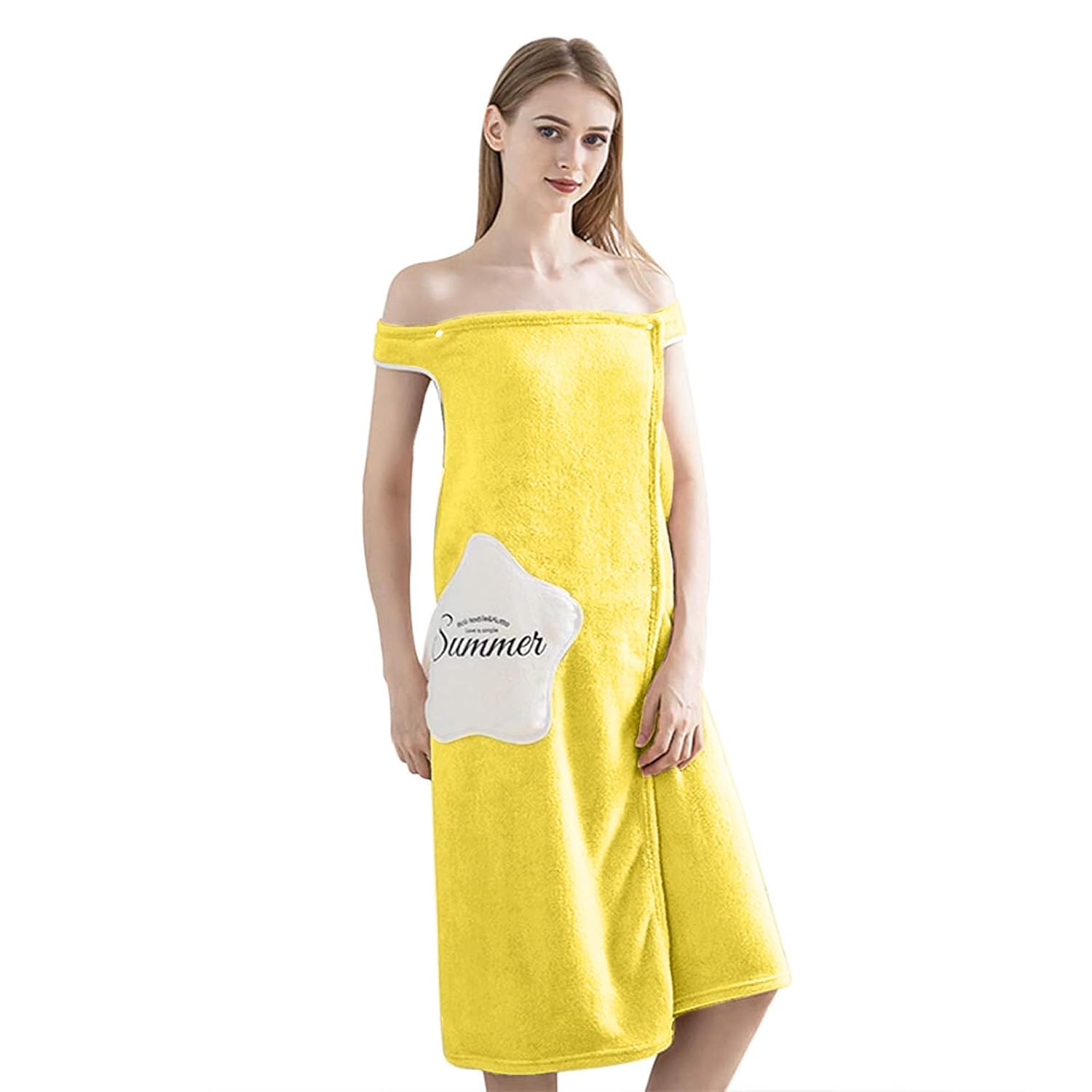 HOUSSE Wearable Spa Bath Towel for Women | Soft, Cozy Wrap with Snap Closure | 110 x 140 cm (Peacock)