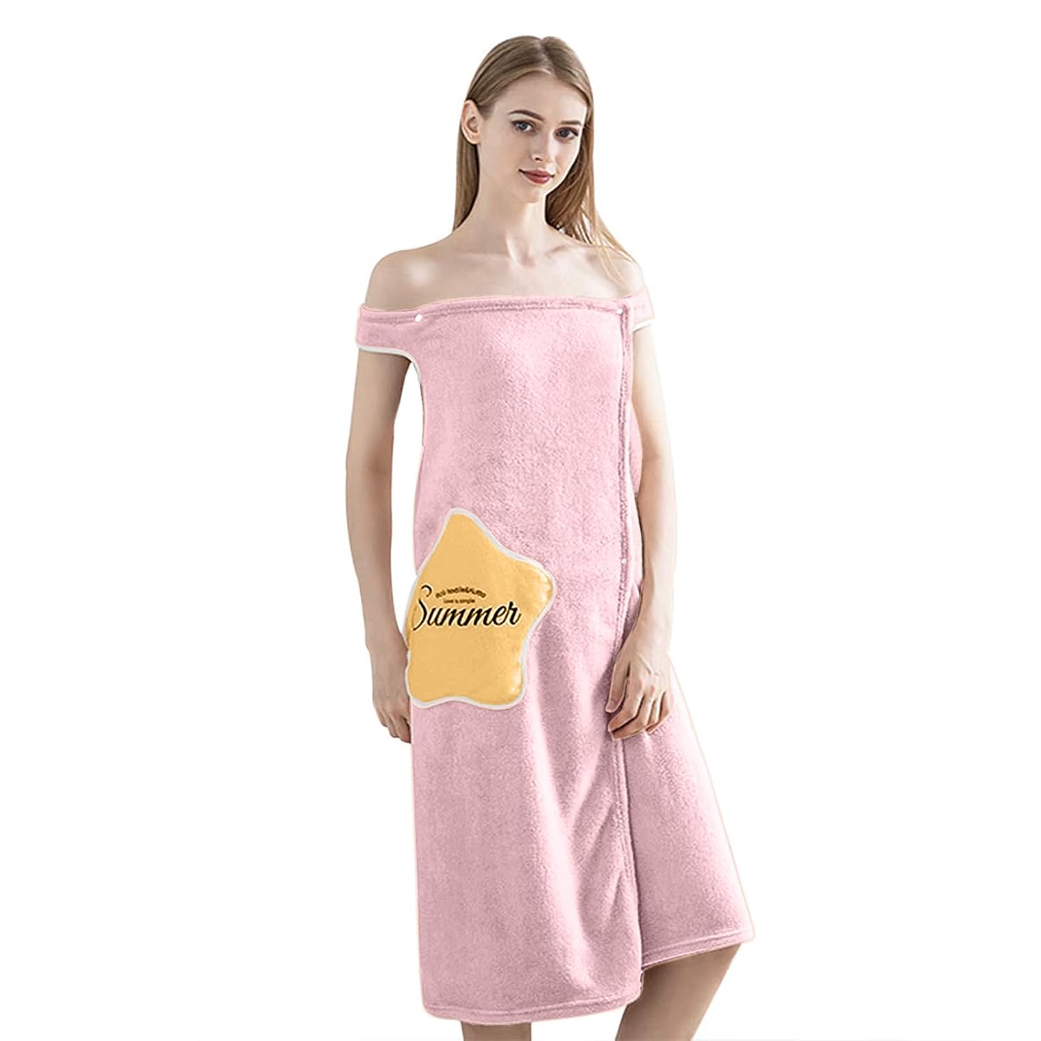 HOUSSE Wearable Spa Bath Towel for Women | Soft, Cozy Wrap with Snap Closure | 110 x 140 cm (Peacock)