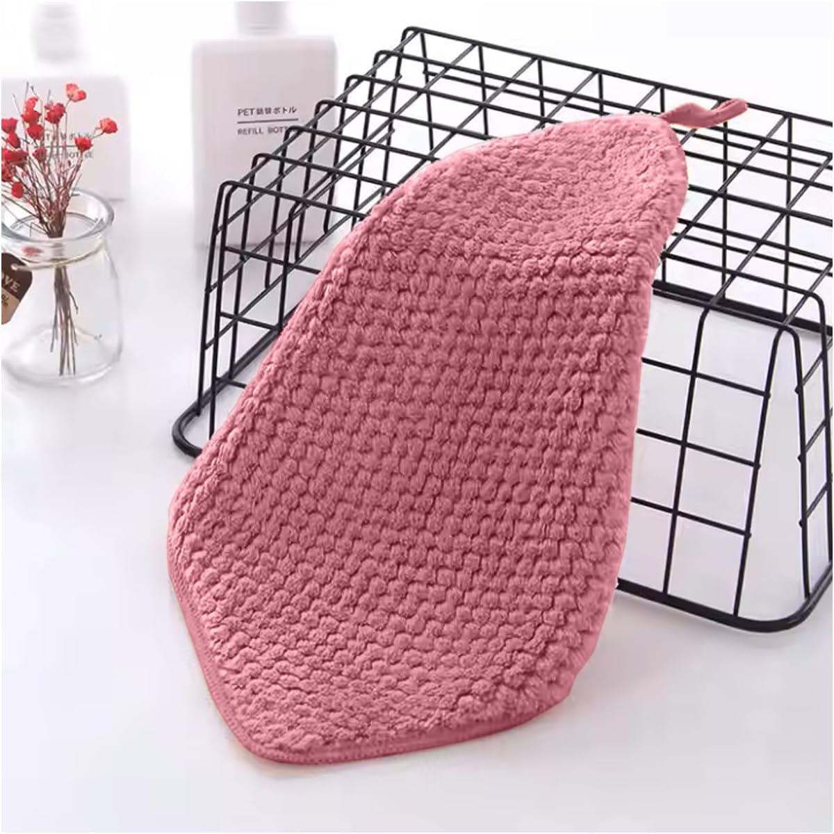 HOUSSE Microfiber Vogue Coral Fleece Bathing Towels | 360 GSM | Super Soft| Quick Absorbent | Lightweight & with Hanging Hook | for Versatile Usage | for Women & Men (Pista Green, 70x150 Bath Towel)