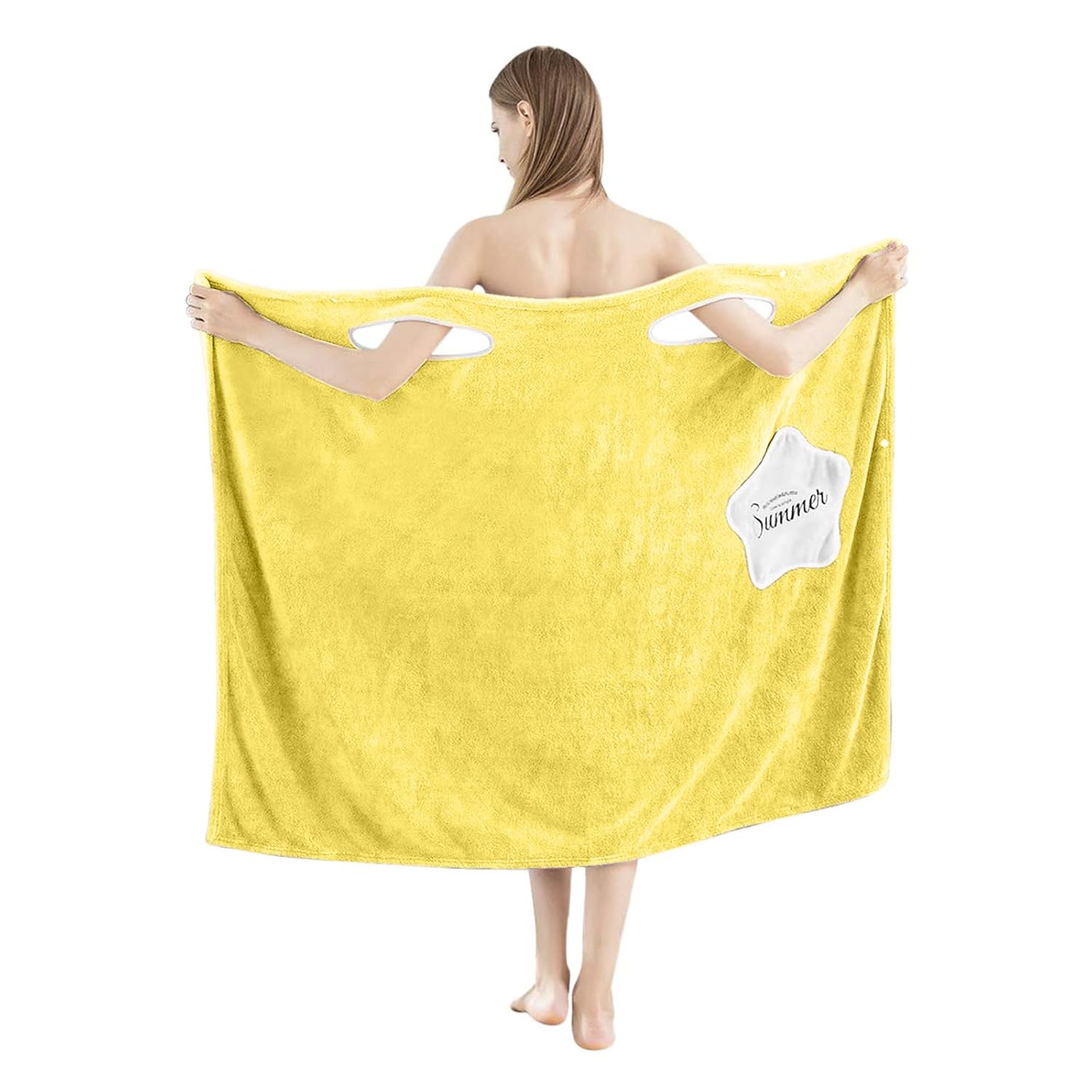 HOUSSE Wearable Spa Bath Towel for Women | Soft, Cozy Wrap with Snap Closure | 110 x 140 cm (Peacock)