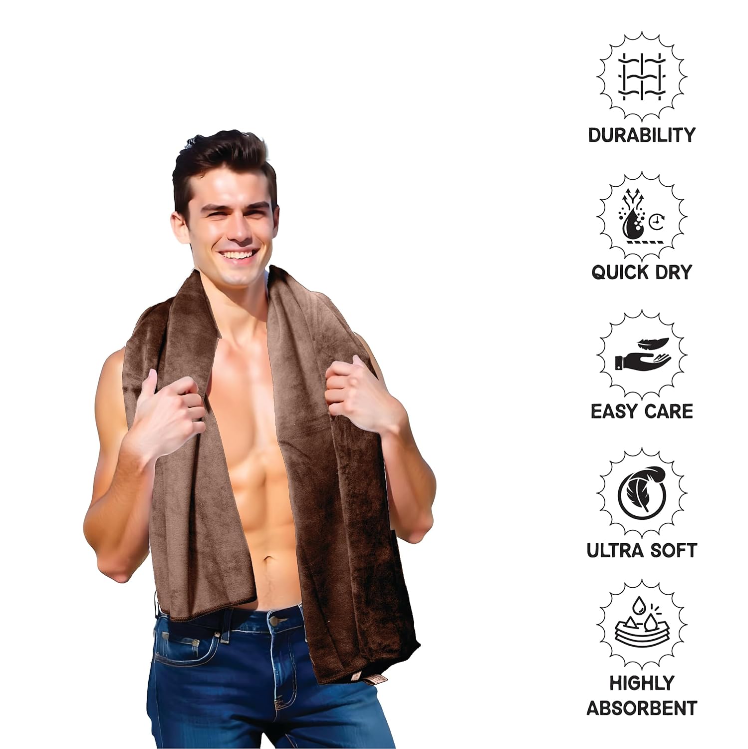 HOUSSE Premium Microfiber Bath Towel - Extra Large 60x120cm Quick Dry Towels for Kids | Super Soft Plush 550 GSM | Ultra Absorbent for Home Swimming Sports Travell (Cocca Brown)