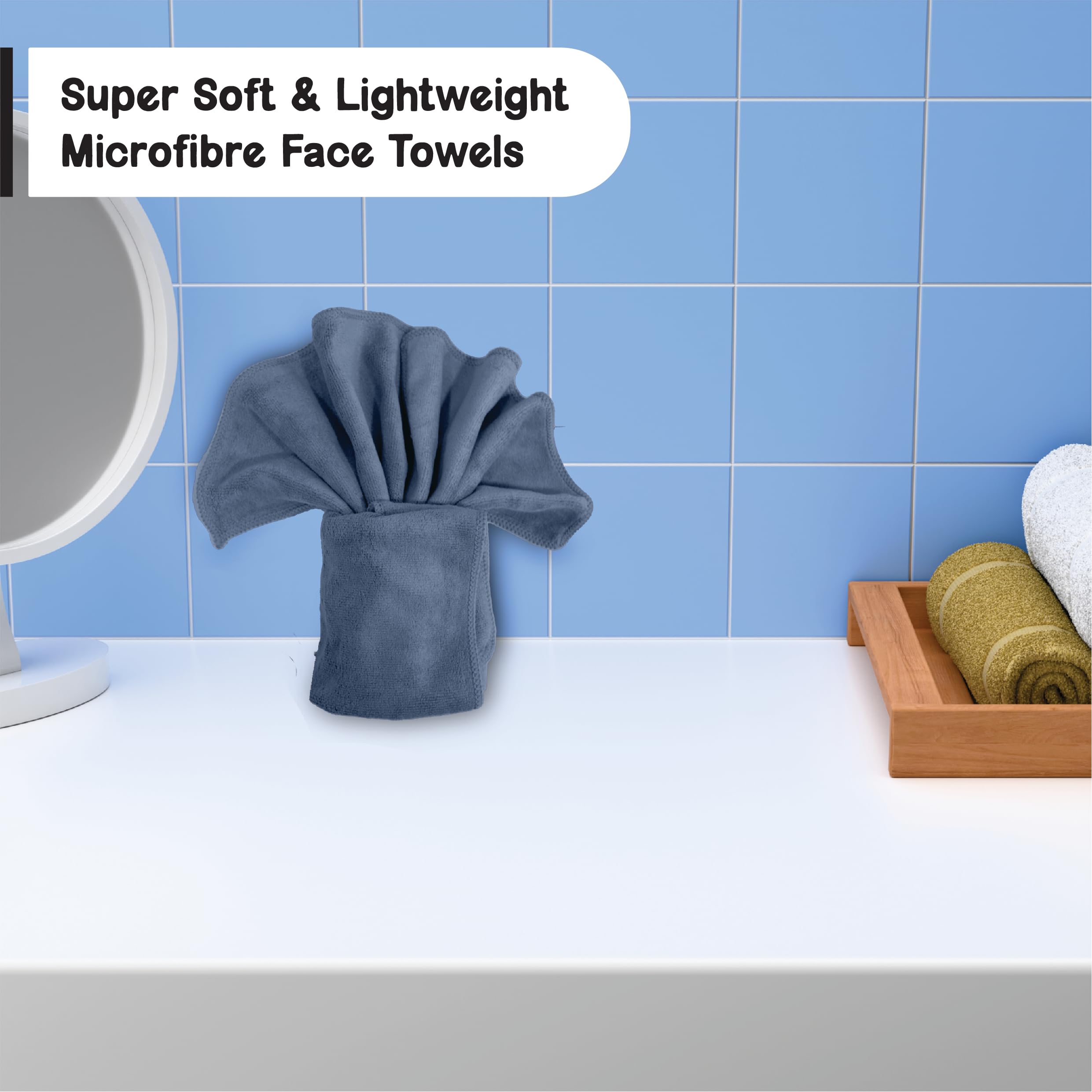 HOUSSE Microfiber Face Towels | Ultra Absorbent, Odour-Free, Quick Dry 450 GSM Face Towel for Home, Gym, Travel, Running and Personal Use | 30x30 cm | Set of 4 in One Colour (Indian Teal, Pack of 4)