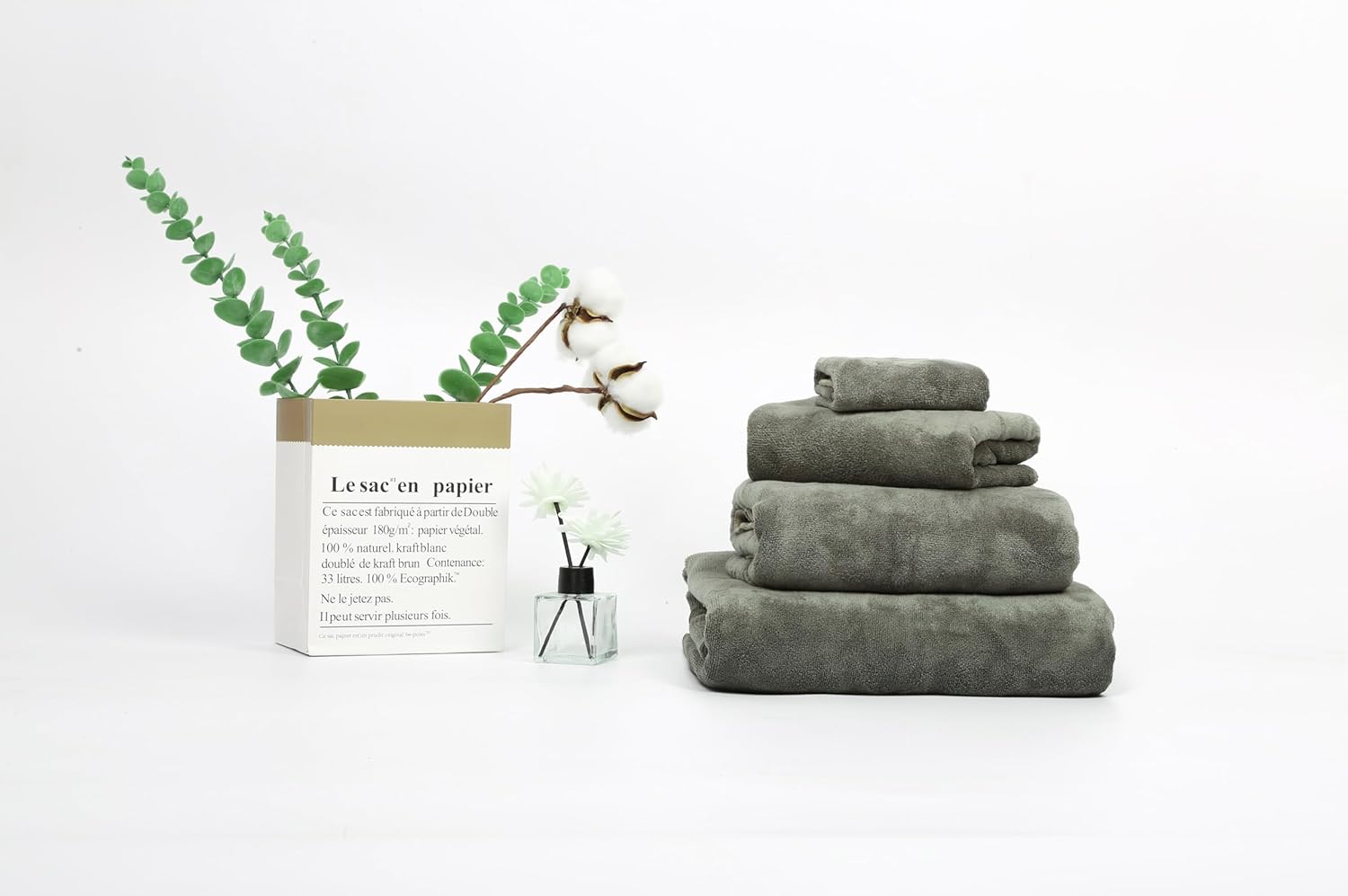 HOUSSE Premium Microfiber Bath Towel Large 75 * 150cm Quick Dry Towels for Women & Kids | Super Soft Plush 450 GSM | Ultra Absorbent for Home Swimming Sports & Travel (Dusty Olive)