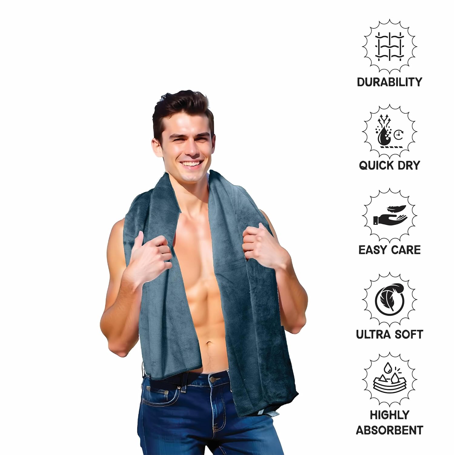 HOUSSE Premium Microfiber Bath Towel - Extra Large 75x150cm Quick Dry Towels for Women Men & Kids | Super Soft Plush 550 GSM | Ultra Absorbent for Home Swimming Sports & Travel (Jungle Green)