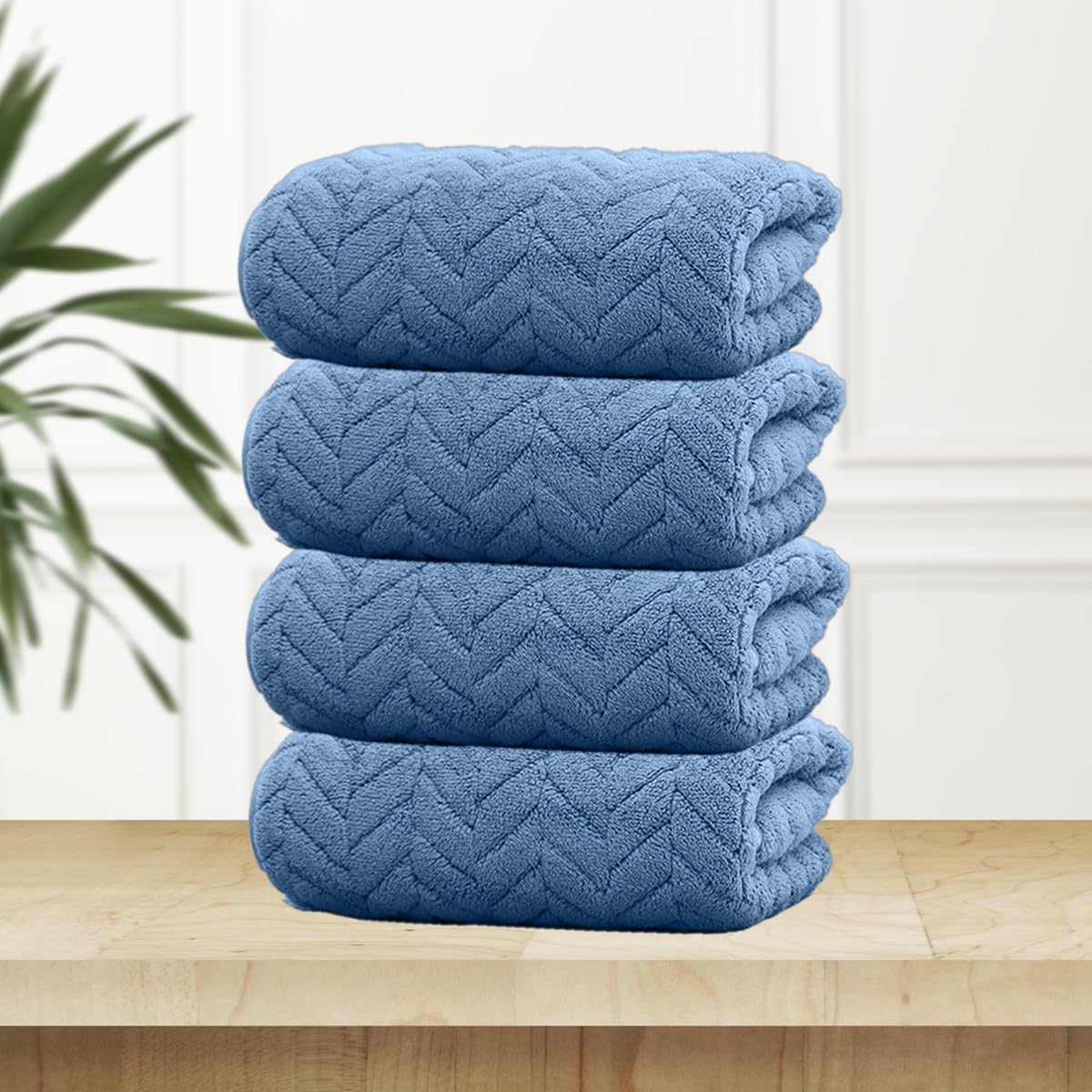 HOUSSE Microfiber Nova Coral Fleece Bathing Towels for Women & Men | Ultra Soft | Super Absorbent Towels for Gym, Yoga, Beach Daiily USe | 360 GSM | (Blue, 30x30 FACE Towel)
