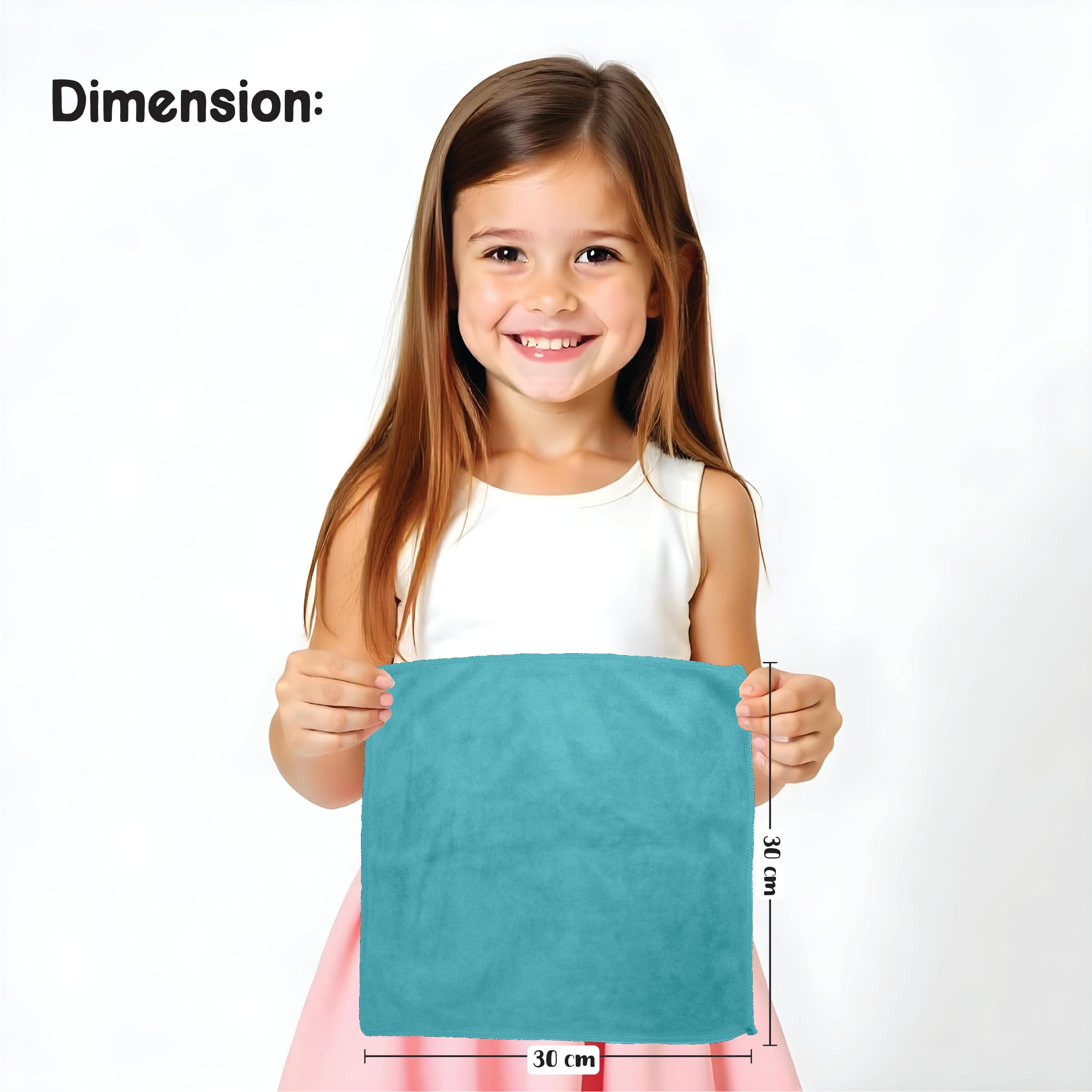 HOUSSE Microfiber Face Towels | Ultra Absorbent, Odour-Free, Quick Dry 450 GSM Face Towel for Home, Gym, Travel, Running and Personal Use | 30x30 cm | Set of 4 in One Colour (Indian Teal, Pack of 4)