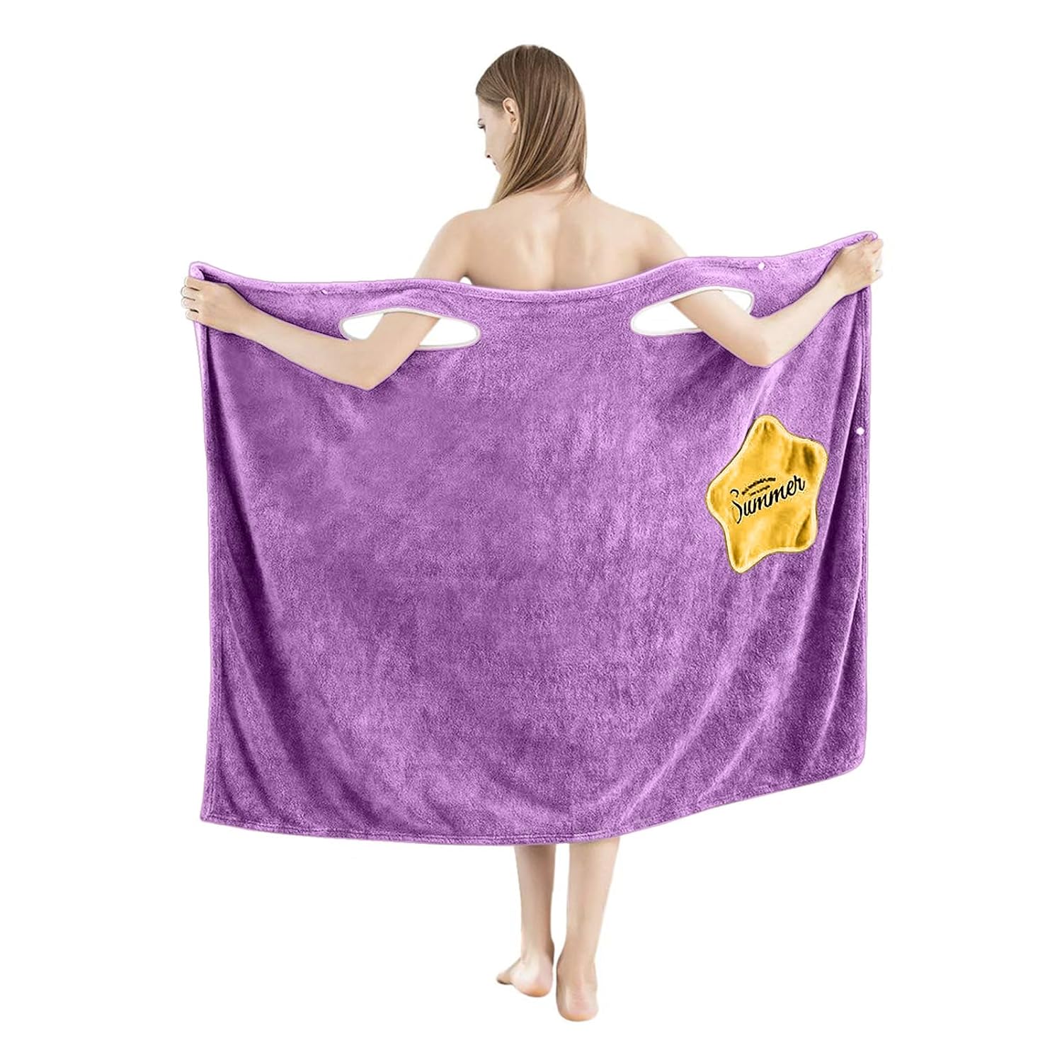 HOUSSE Wearable Spa Bath Towel for Women | Soft, Cozy Wrap with Snap Closure | 110 x 140 cm (Peacock)