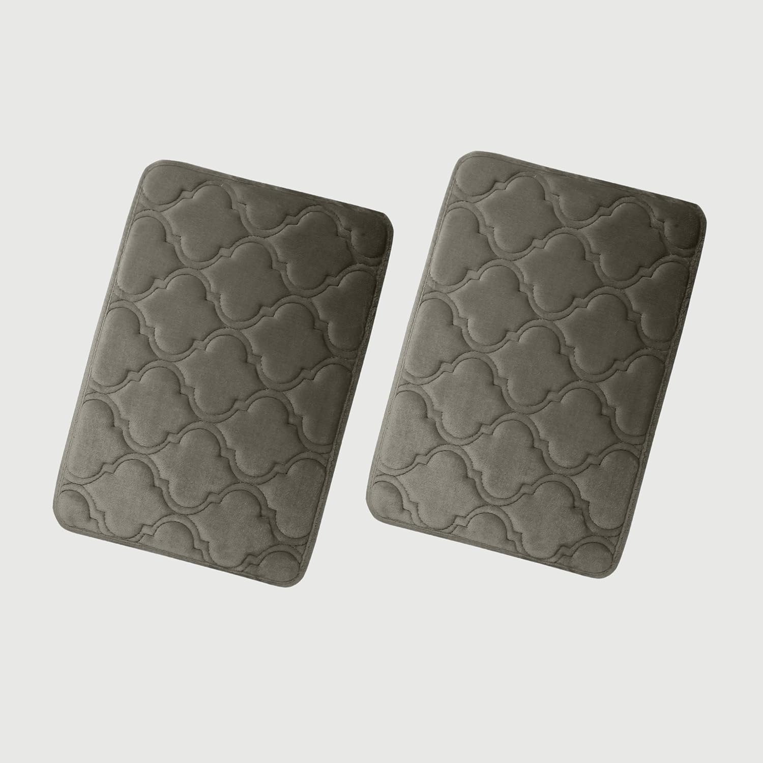 HOUSSE Microfiber Pure Comfort 300 GSM Flannel +15MM Memory Form +3D Striped Mesh Bath Mats, Non-Slip, Quick Absorbent, 40 x 60 cm Rugs,Floor Mats | Versatile Usage. (Set of 2)