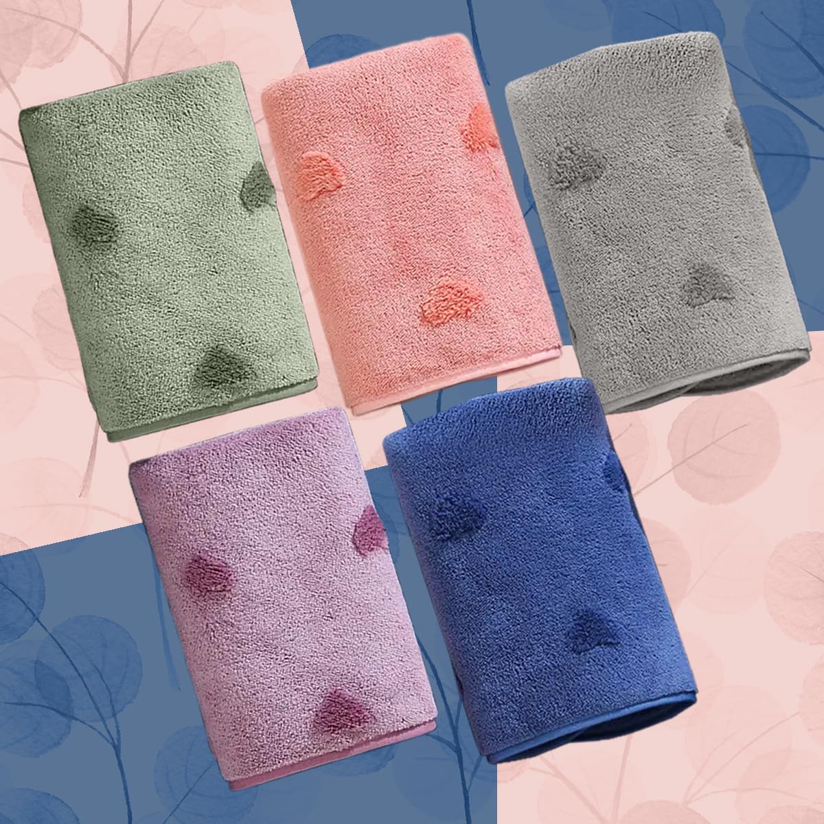 HOUSSE Microfiber Towels | Large Towels | Super Soft Coral Heart Pattern Fleece Towels, Quick-Dry | Super Absorbent with Hook Hanging | Ideal for Men & Women| 400 GSM | (Grey, 70x140 Bath Towel)