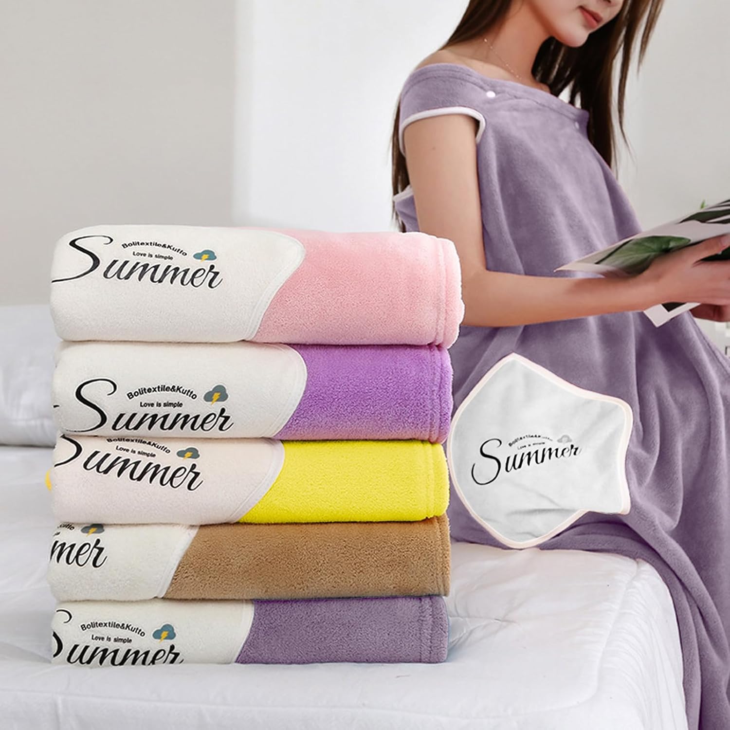 HOUSSE Wearable Spa Bath Towel for Women | Soft, Cozy Wrap with Snap Closure | 110 x 140 cms