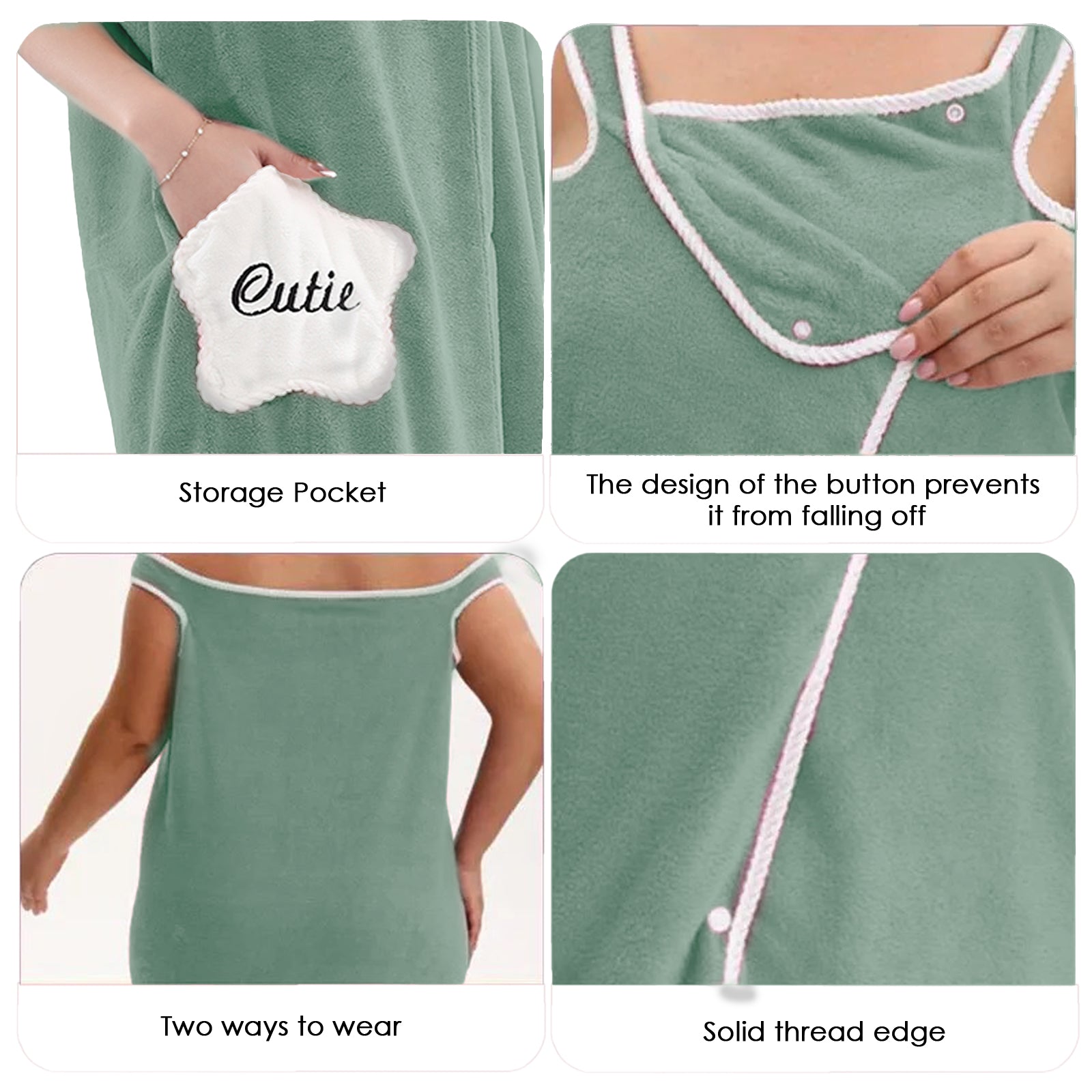 HOUSSE Wearable Spa Bath Towel for Women | Soft, Cozy Wrap with Snap Closure | 110 x 140 cms