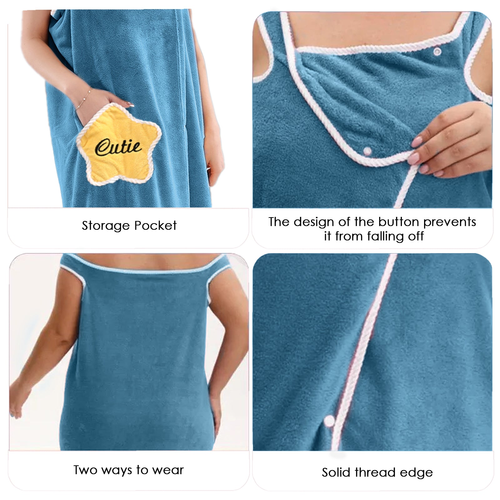 HOUSSE Wearable Spa Bath Towel for Women | Soft, Cozy Wrap with Snap Closure | 110 x 140 cms