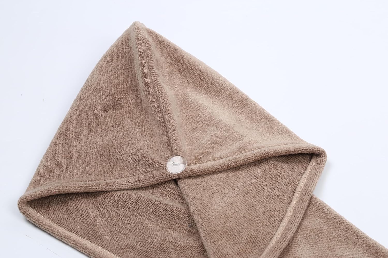 HOUSSE Microfibre Head Towels | 400 GSM High Absorbent Hair Wrap with Adjustable Buttons for Girls | Super Soft & Quick Dry Wrap Towel for Hairs | Set of 2 | 25x65 cm (Desert Sand & Rose Taupe)