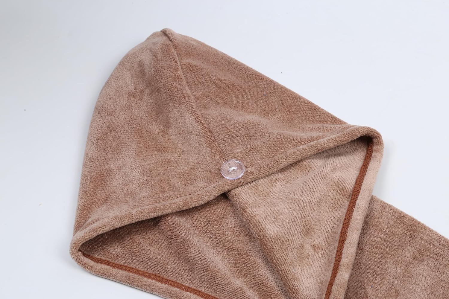 HOUSSE Microfibre Head Towels | 400 GSM High Absorbent Hair Wrap with Adjustable Buttons for Girls | Super Soft & Quick Dry Wrap Towel for Hairs | Set of 2 | 25x65 cm (Desert Sand & Rose Taupe)