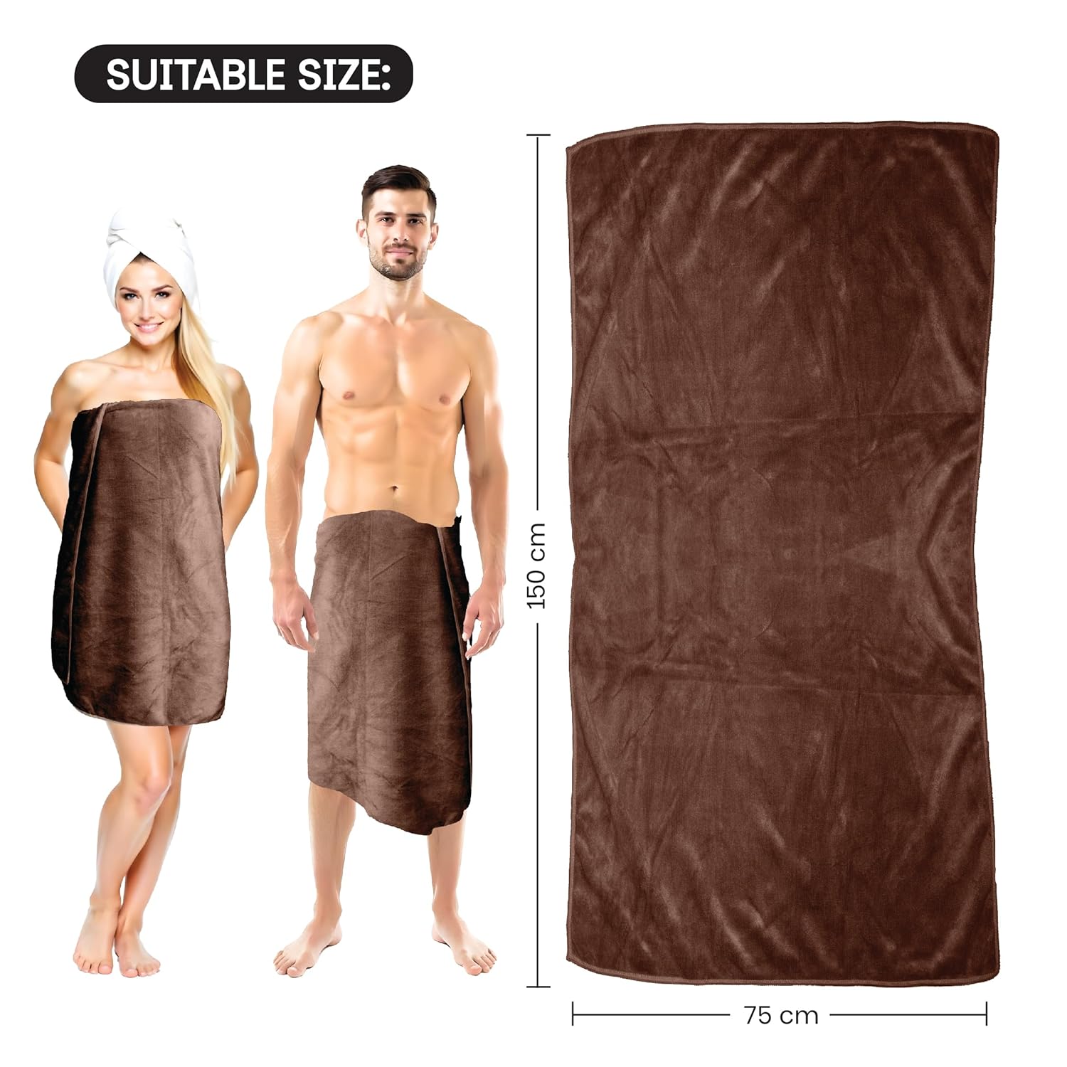 HOUSSE Premium Microfiber Bath Towel - Extra Large 60x120cm Quick Dry Towels for Kids | Super Soft Plush 550 GSM | Ultra Absorbent for Home Swimming Sports Travell (Cocca Brown)