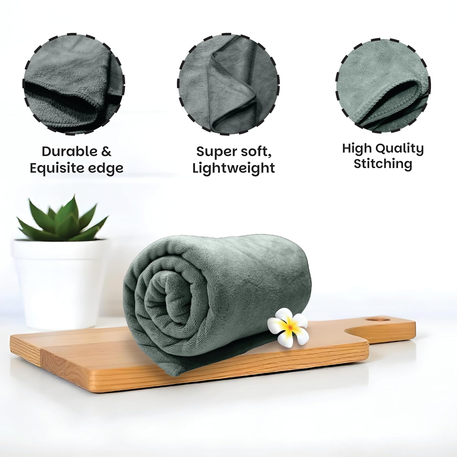 HOUSSE Premium Microfiber Bath Towel Large 75 * 150cm Quick Dry Towels for Women & Kids | Super Soft Plush 450 GSM | Ultra Absorbent for Home Swimming Sports & Travel (Dusty Olive)