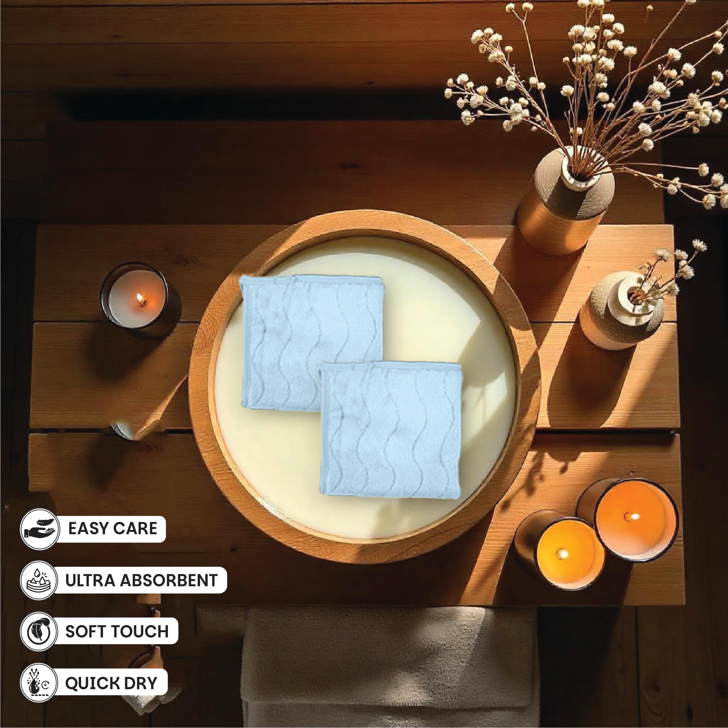 HOUSSE Microfiber Face Towel – Super Soft & Quick-Drying Coral Fleece, 30 x 30 cm (Grey)
