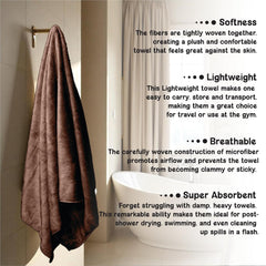 HOUSSE Premium Microfiber Bath Towel - Extra Large 60x120cm Quick Dry Towels for Kids | Super Soft Plush 550 GSM | Ultra Absorbent for Home Swimming Sports Travell (Cocca Brown)