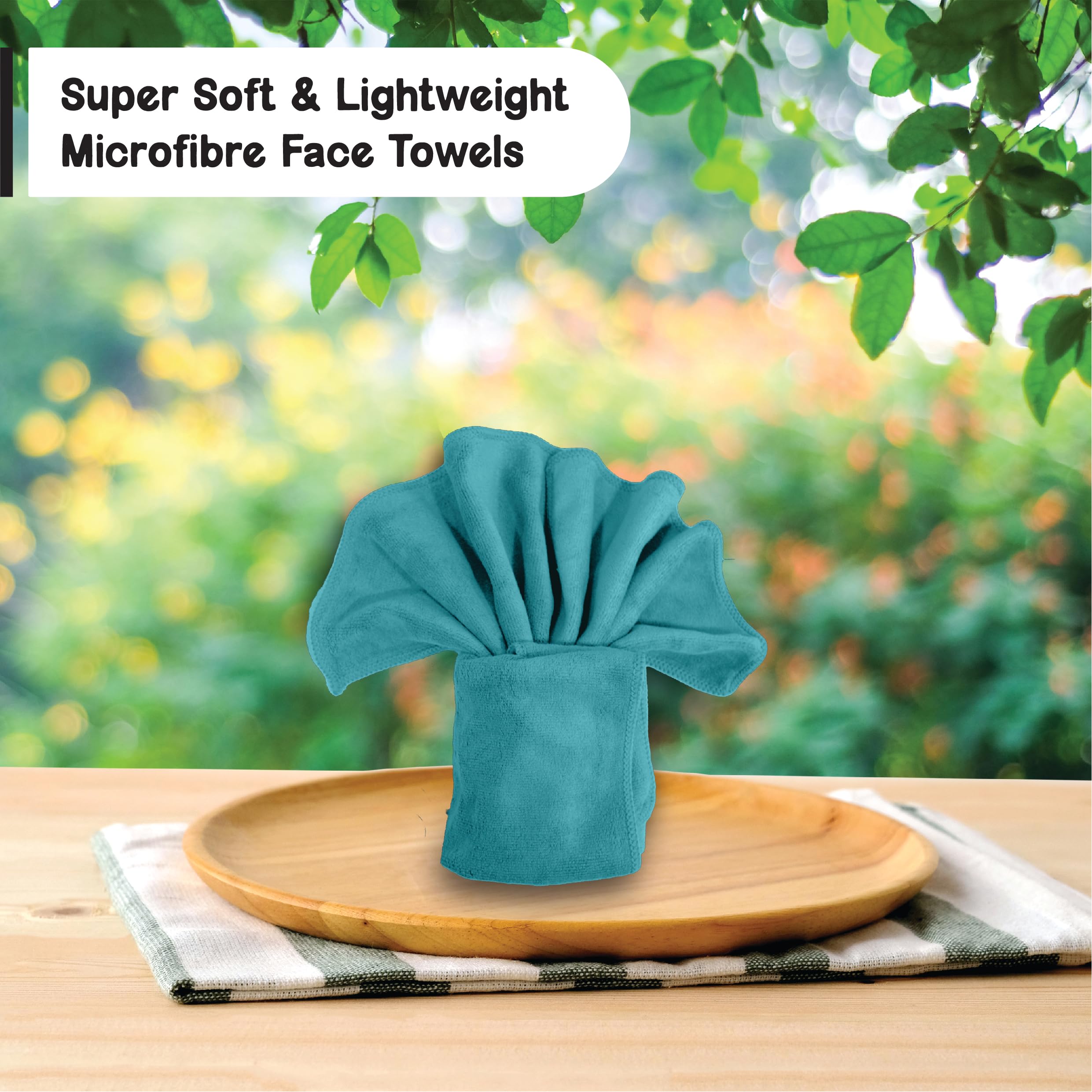 HOUSSE Microfiber Face Towels | Ultra Absorbent, Odour-Free, Quick Dry 450 GSM Face Towel for Home, Gym, Travel, Running and Personal Use | 30x30 cm | Set of 4 in One Colour (Indian Teal, Pack of 4)