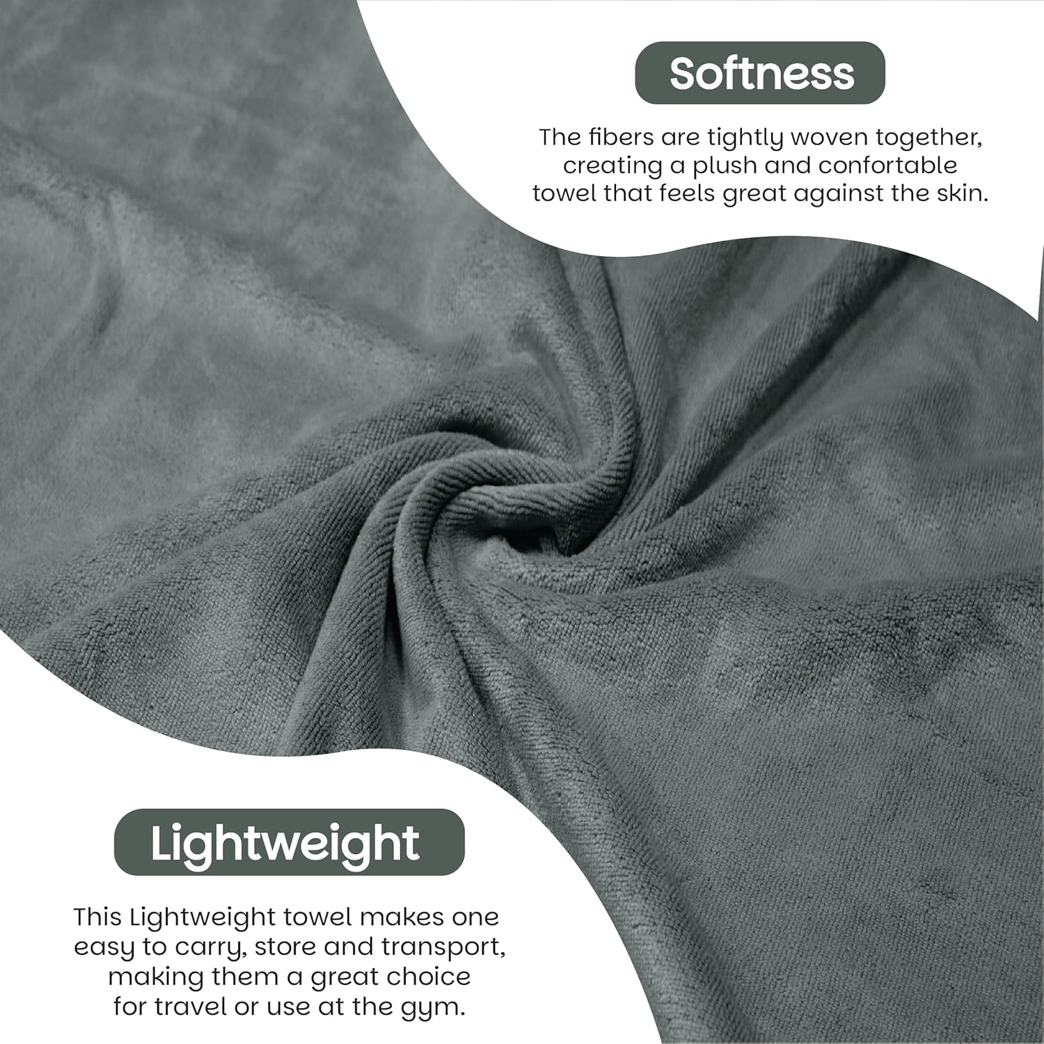 HOUSSE Premium Microfiber Bath Towel Large 75 * 150cm Quick Dry Towels for Women & Kids | Super Soft Plush 450 GSM | Ultra Absorbent for Home Swimming Sports & Travel (Dusty Olive)