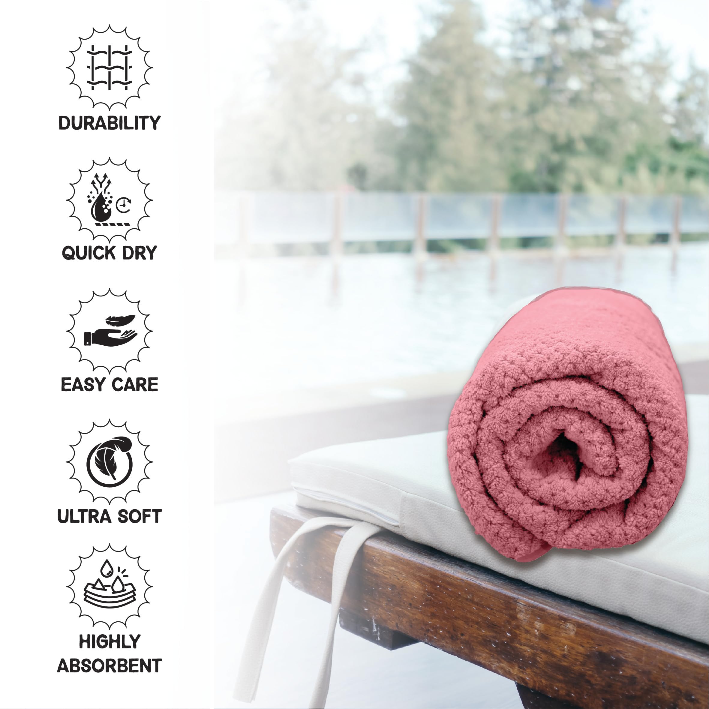HOUSSE Microfiber Vogue Coral Fleece Bathing Towels | 360 GSM | Super Soft| Quick Absorbent | Lightweight & with Hanging Hook | for Versatile Usage | for Women & Men (Pista Green, 70x150 Bath Towel)