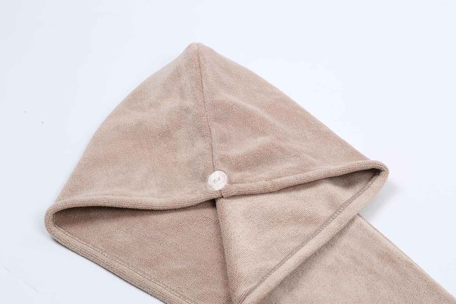 HOUSSE Microfibre Head Towels | 400 GSM High Absorbent Hair Wrap with Adjustable Buttons for Girls | Super Soft & Quick Dry Wrap Towel for Hairs | Set of 2 | 25x65 cm (Desert Sand & Rose Taupe)