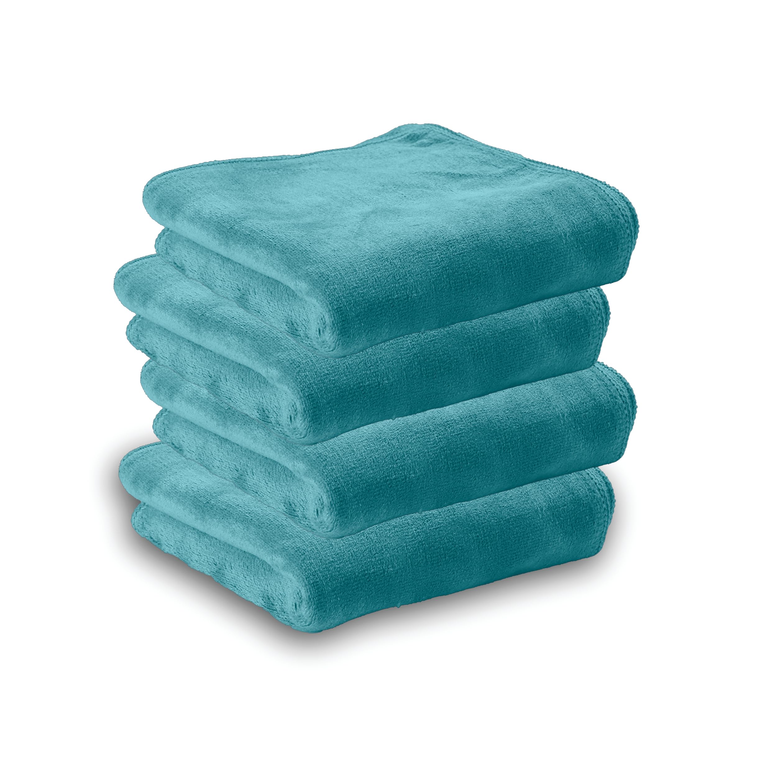 HOUSSE Microfiber Face Towels | Ultra Absorbent, Odour-Free, Quick Dry 450 GSM Face Towel for Home, Gym, Travel, Running and Personal Use | 30x30 cm | Set of 4 in One Colour (Indian Teal, Pack of 4)