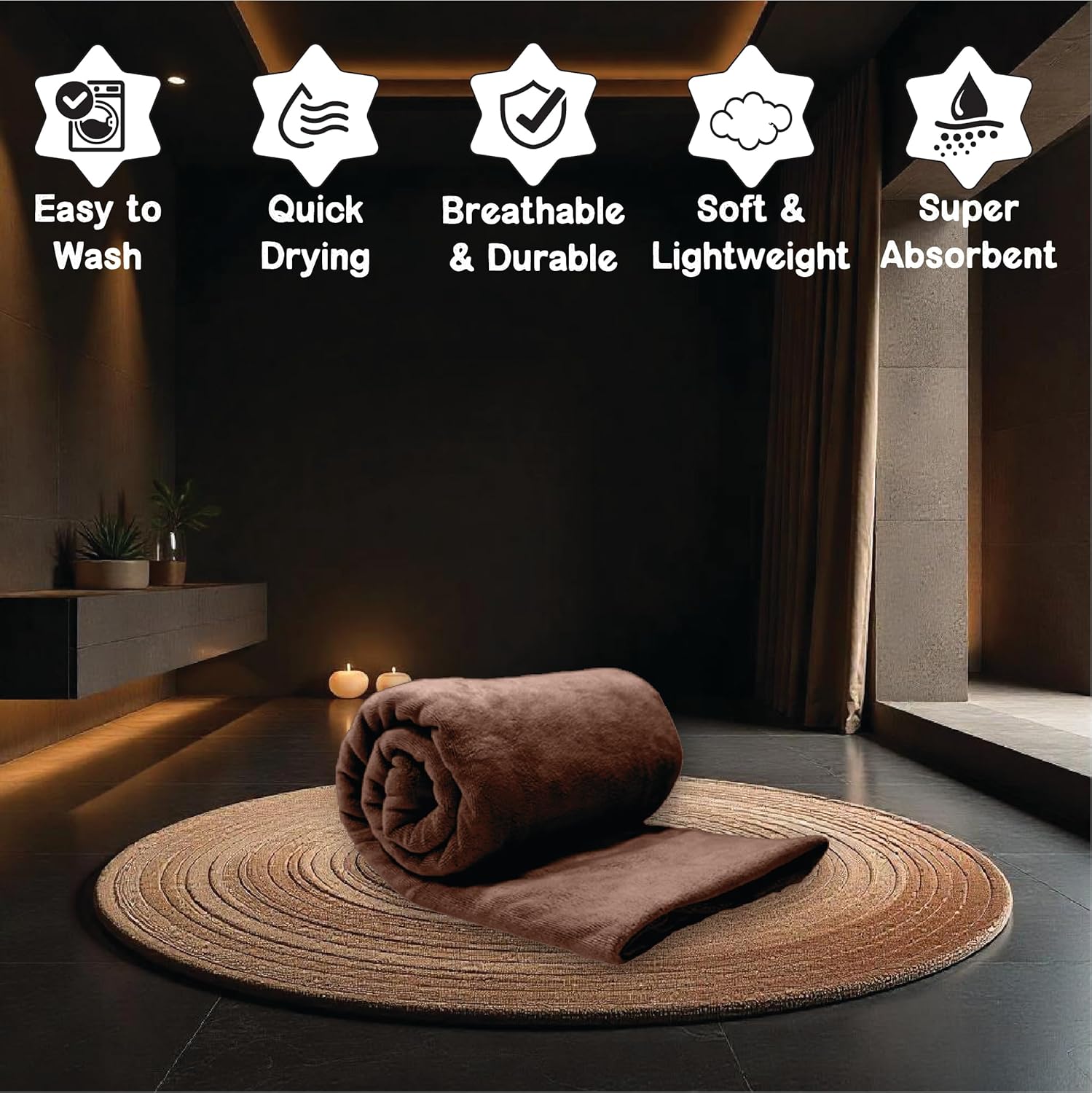 HOUSSE Premium Microfiber Bath Towel - Extra Large 60x120cm Quick Dry Towels for Kids | Super Soft Plush 550 GSM | Ultra Absorbent for Home Swimming Sports Travell (Cocca Brown)