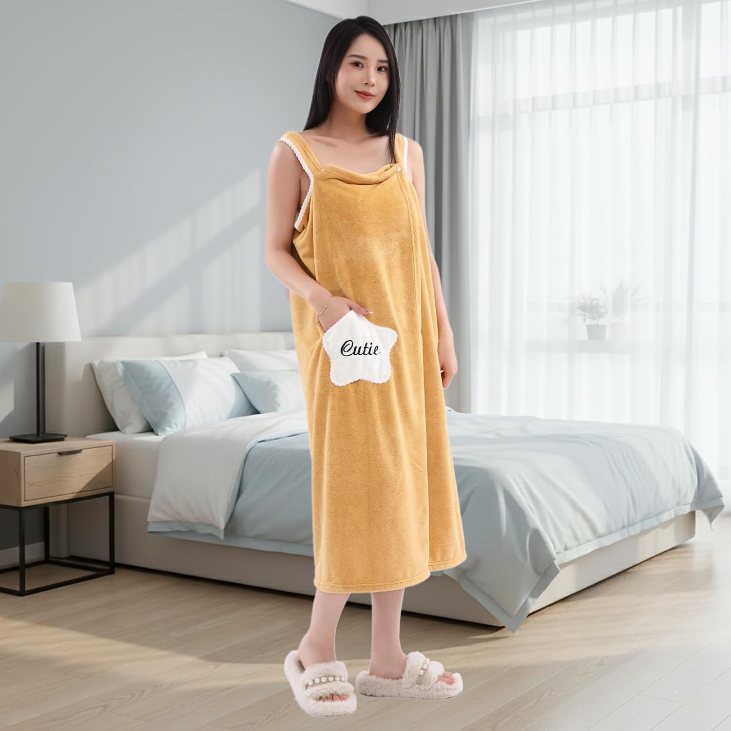 HOUSSE Wearable Spa Bath Towel for Women | Soft, Cozy Wrap with Snap Closure | 110 x 140 cms