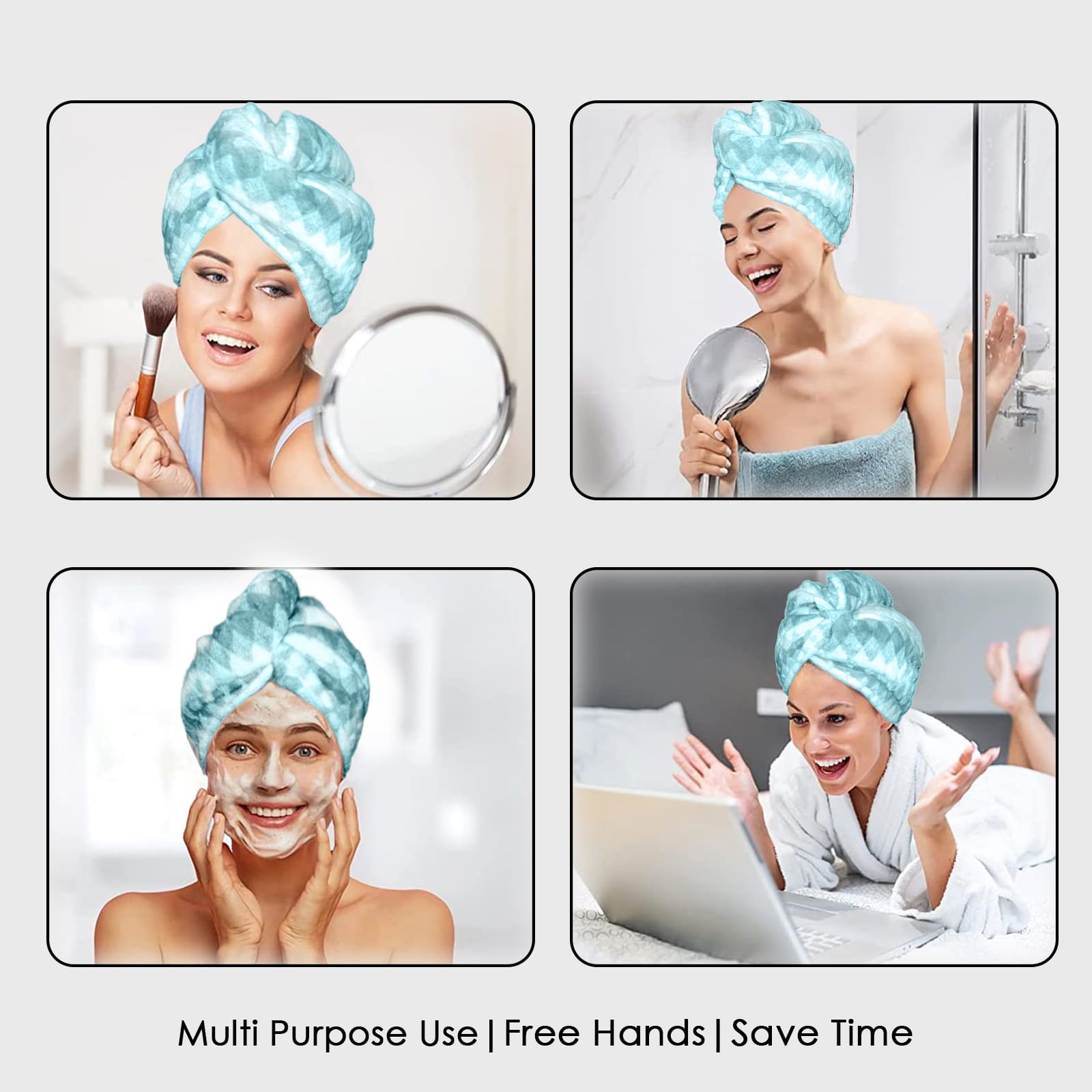 HOUSSE Microfiber Iris Head Wrap Ideal for Women |Soft Touch |Lint Free | Fast Dry Towels| Travel-Friendly | 360 GSM