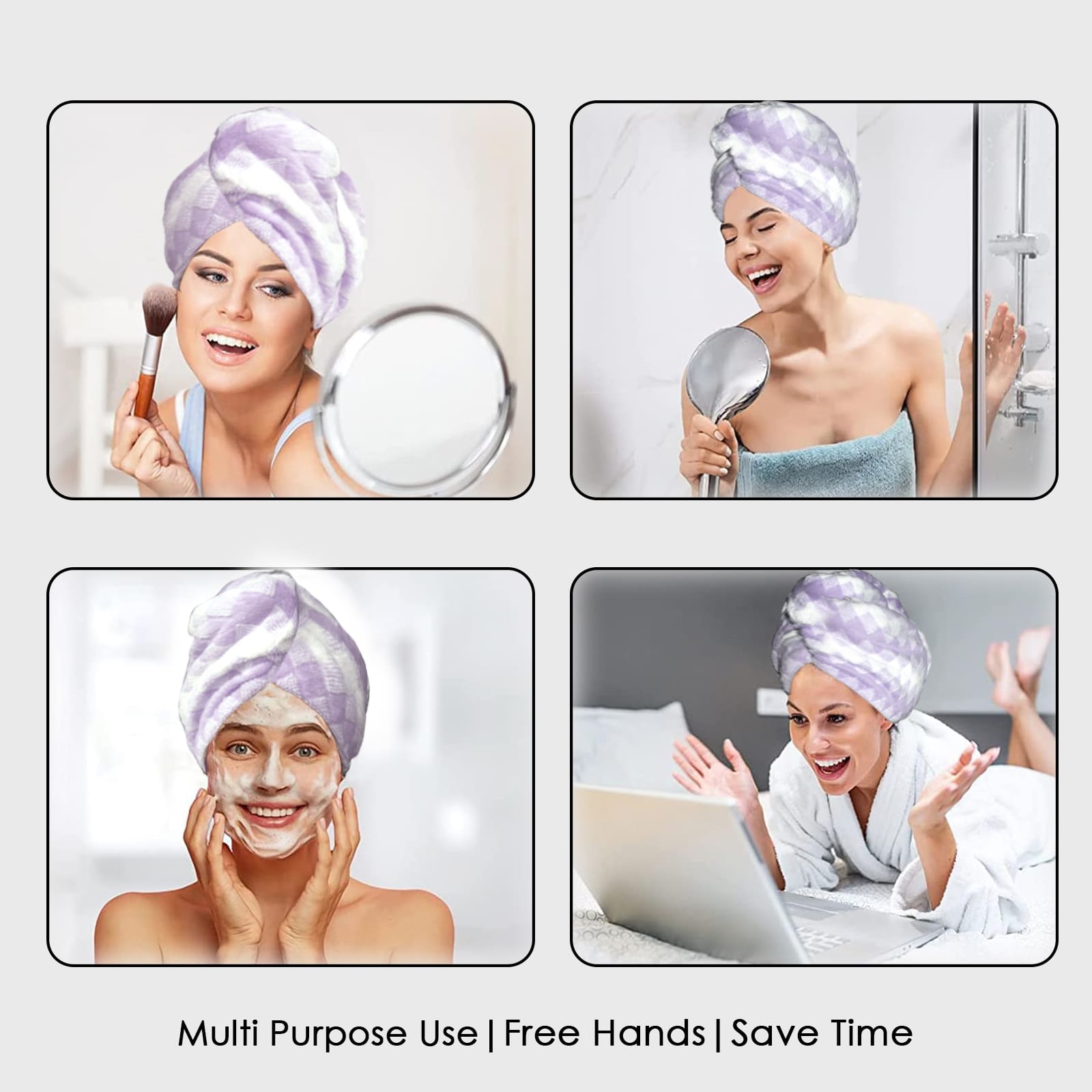 HOUSSE Microfiber Iris Head Wrap Ideal for Women |Soft Touch |Lint Free | Fast Dry Towels| Travel-Friendly | 360 GSM