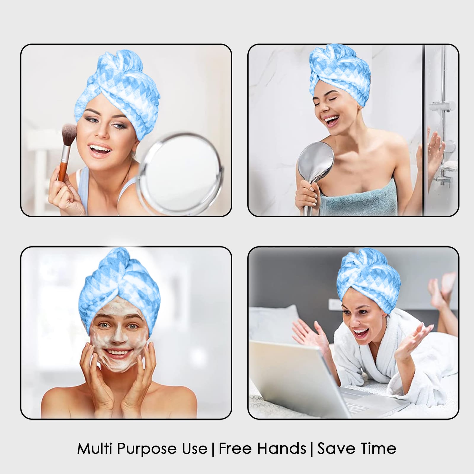 HOUSSE Microfiber Iris Head Wrap Ideal for Women |Soft Touch |Lint Free | Fast Dry Towels| Travel-Friendly | 360 GSM