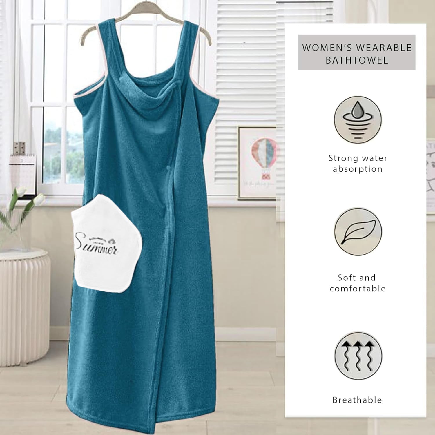 HOUSSE Wearable Spa Bath Towel for Women | Soft, Cozy Wrap with Snap Closure | 110 x 140 cms