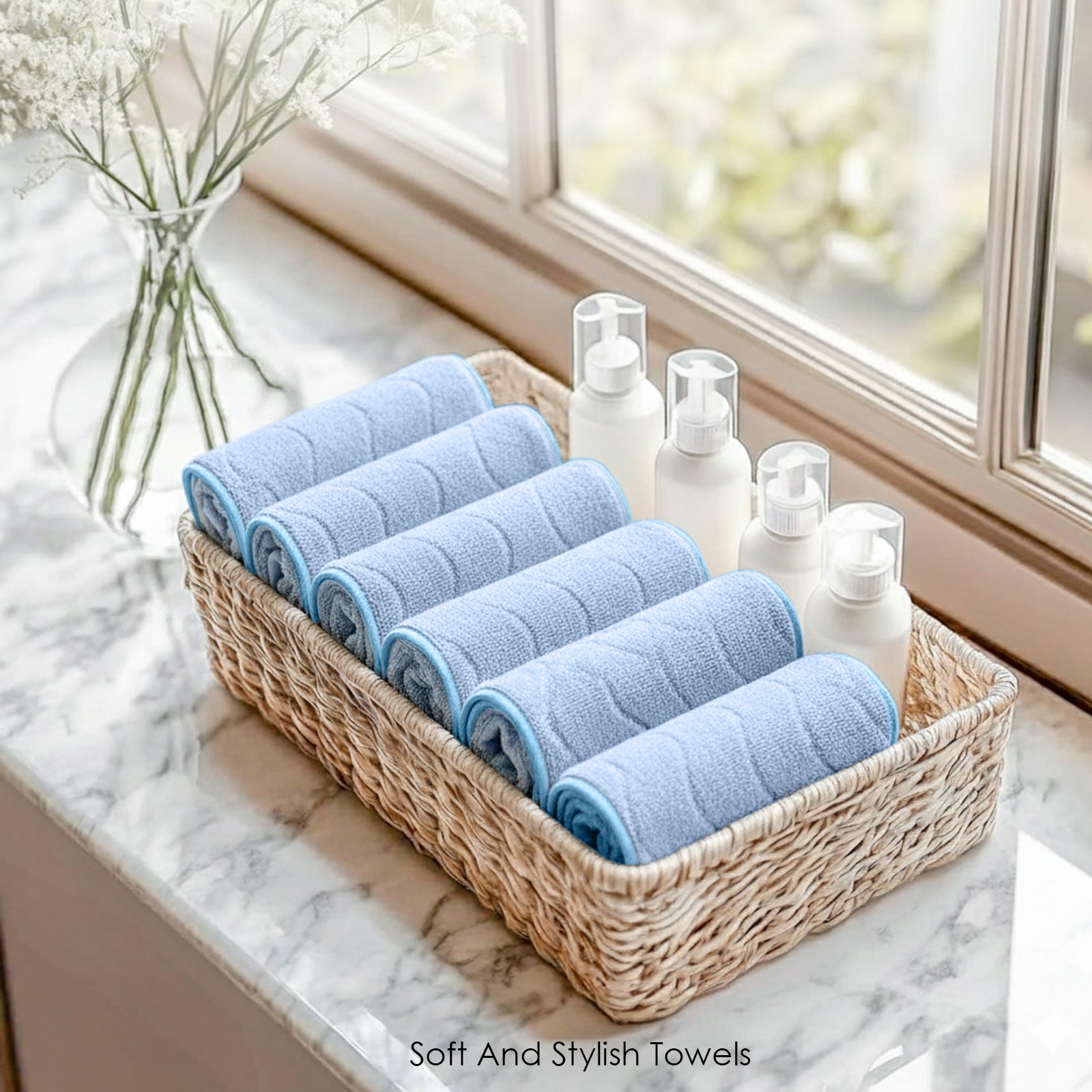 HOUSSE Microfiber Face Towel – Super Soft & Quick-Drying Coral Fleece, 30 x 30 cm