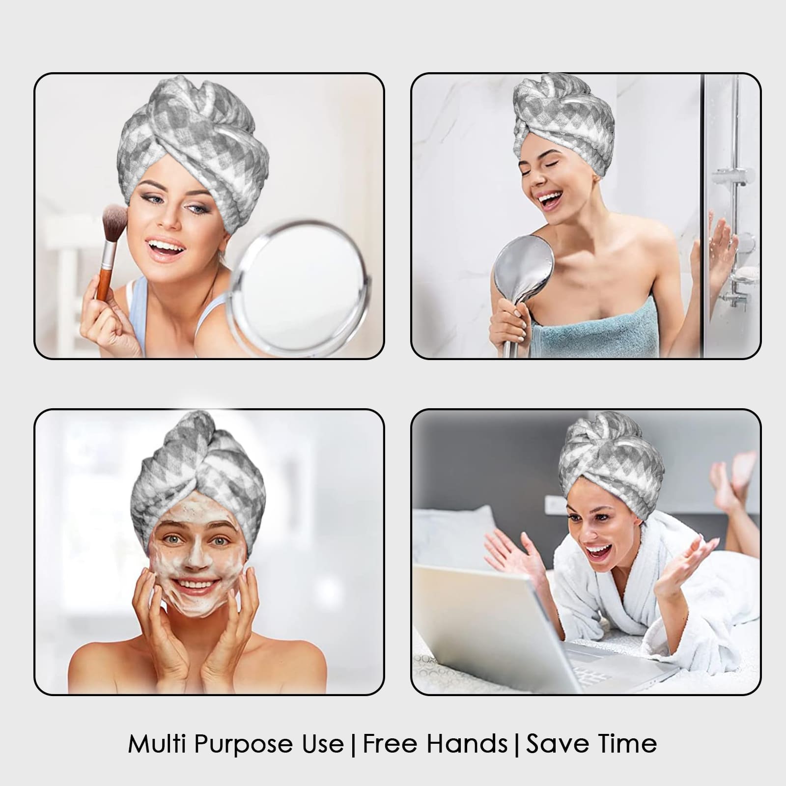 HOUSSE Microfiber Iris Head Wrap Ideal for Women |Soft Touch |Lint Free | Fast Dry Towels| Travel-Friendly | 360 GSM