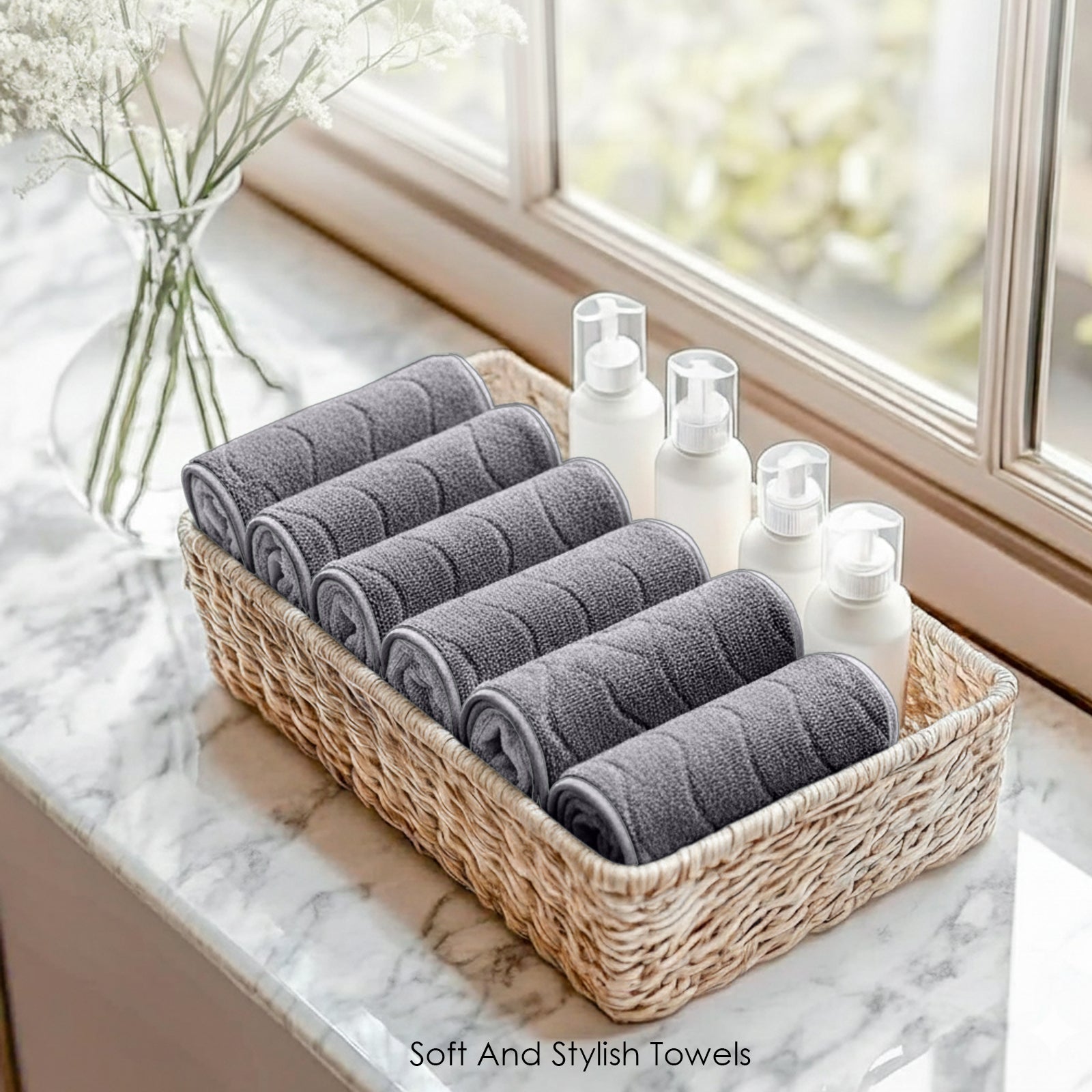 HOUSSE Microfiber Face Towel – Super Soft & Quick-Drying Coral Fleece, 30 x 30 cm