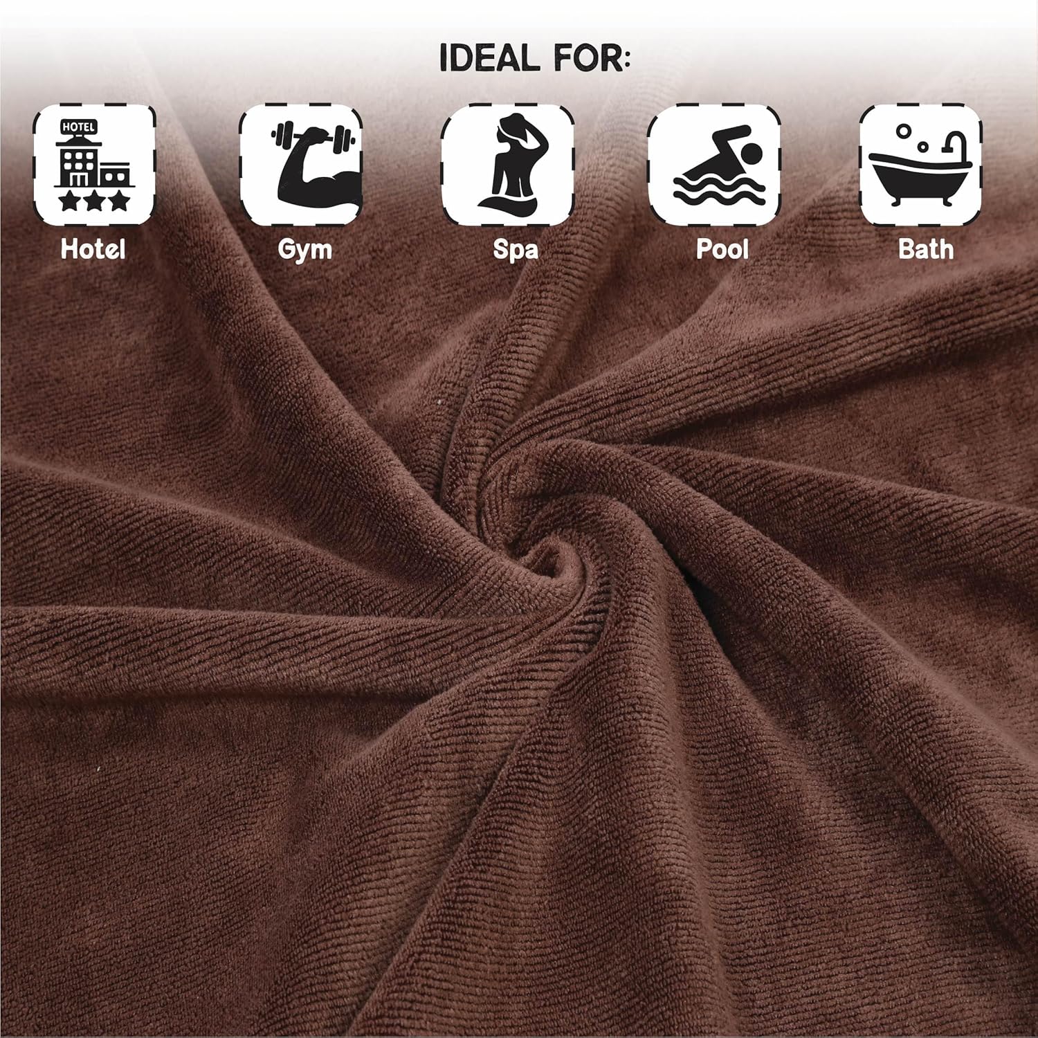 HOUSSE Premium Microfiber Bath Towel - Extra Large 60x120cm Quick Dry Towels for Kids | Super Soft Plush 550 GSM | Ultra Absorbent for Home Swimming Sports Travell (Cocca Brown)