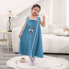 HOUSSE Cat Face Bath Dress for Kids 350 GSM – Wearable Spa Bathdress (65×110 cm) Soft Absorbent Quick-Dry Wrapped Bath Dress for Girls Age (7-9 Years) Gift for Daughter- Ivory Sand
