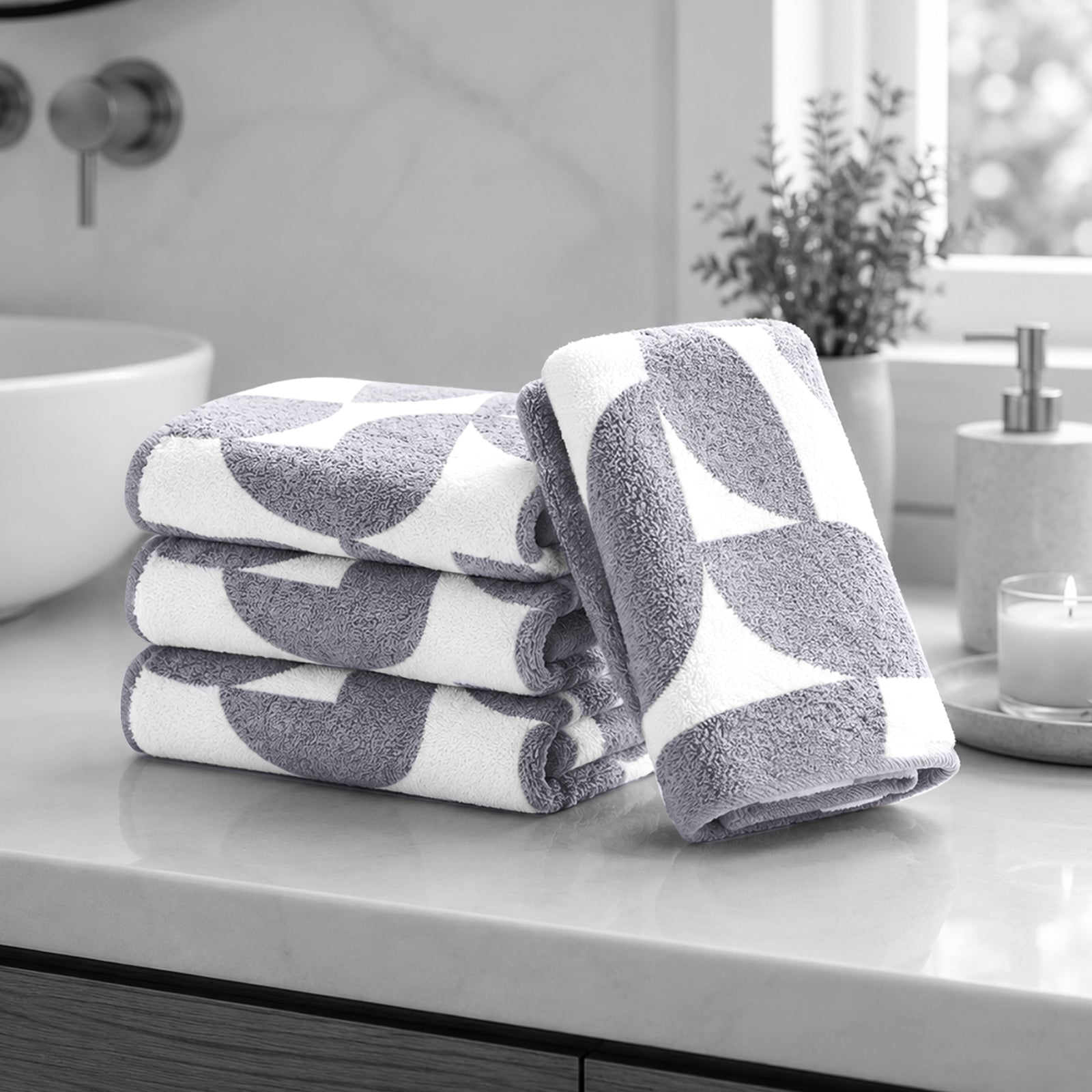 Dual Tone 480 GSM Reversible Microfiber Towel Set