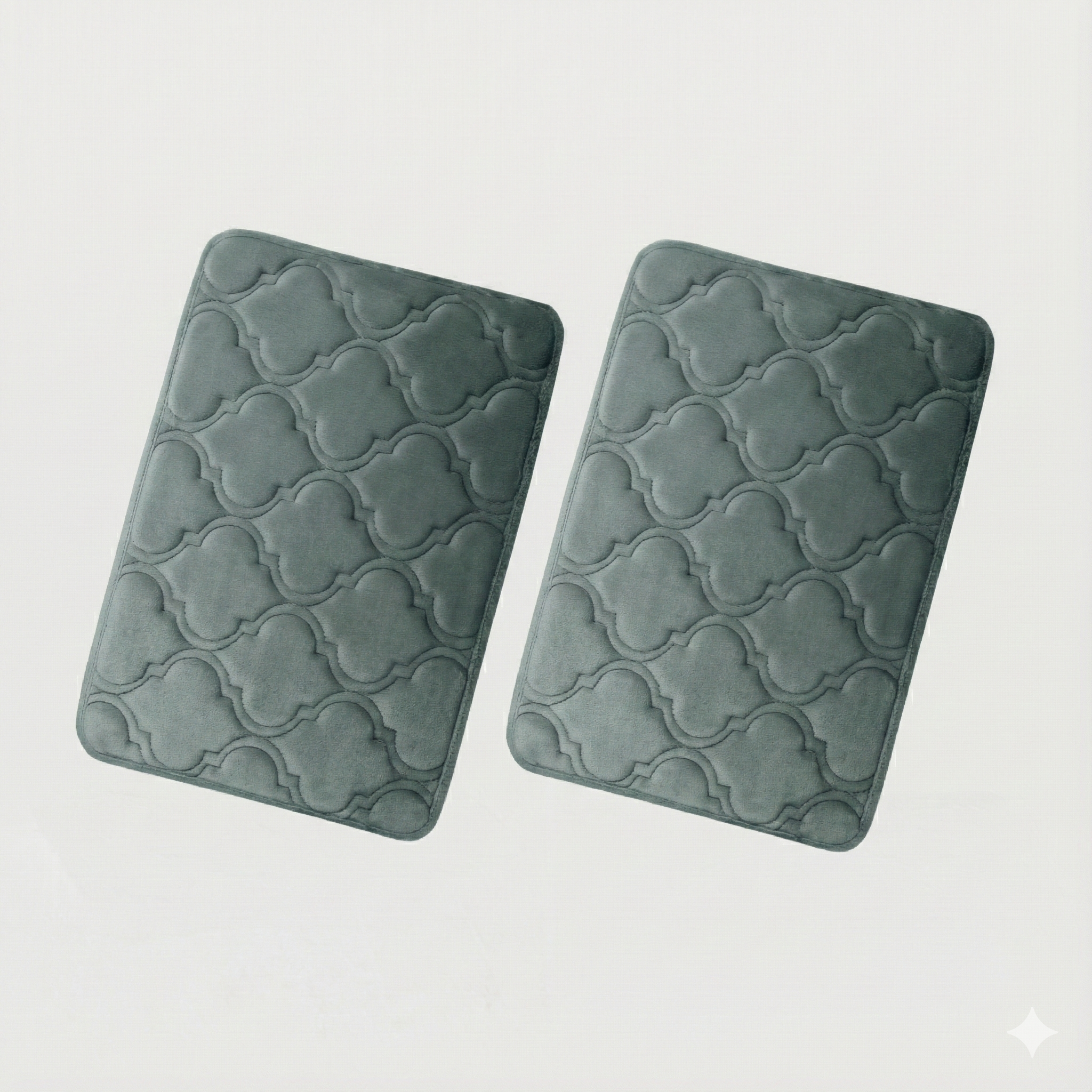 HOUSSE Microfiber Pure Comfort 300 GSM Flannel +15MM Memory Form +3D Striped Mesh Bath Mats, Non-Slip, Quick Absorbent, 40 x 60 cm Rugs,Floor Mats | Versatile Usage. (Set of 2)
