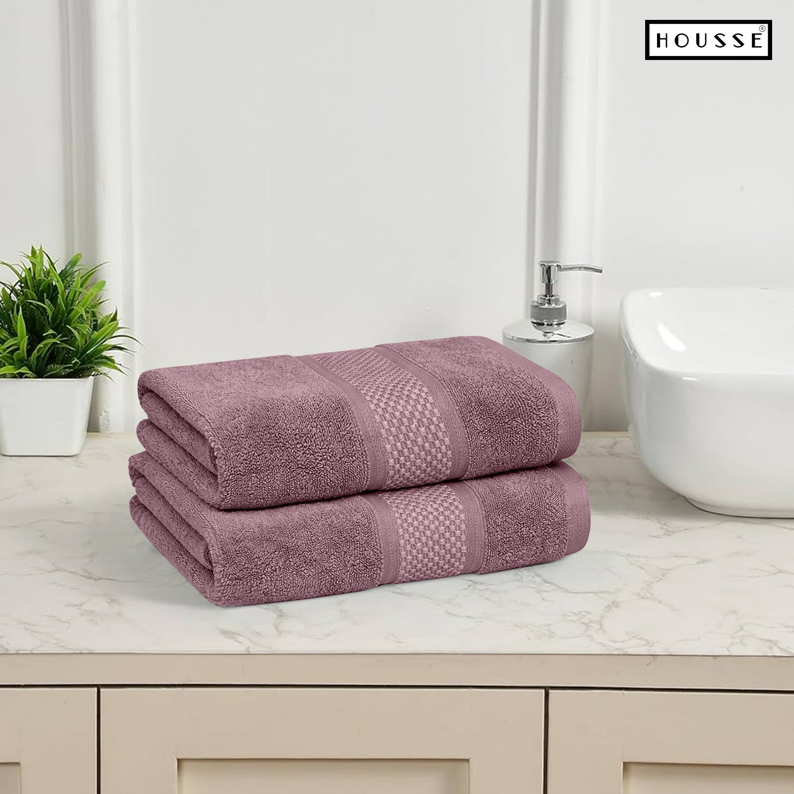 HOUSSE Nexora Cotton Towels | Quick Absorption & Faster Drying Towel | 600 GSM | Cotton Towel for Men/Women | Urban Comfort