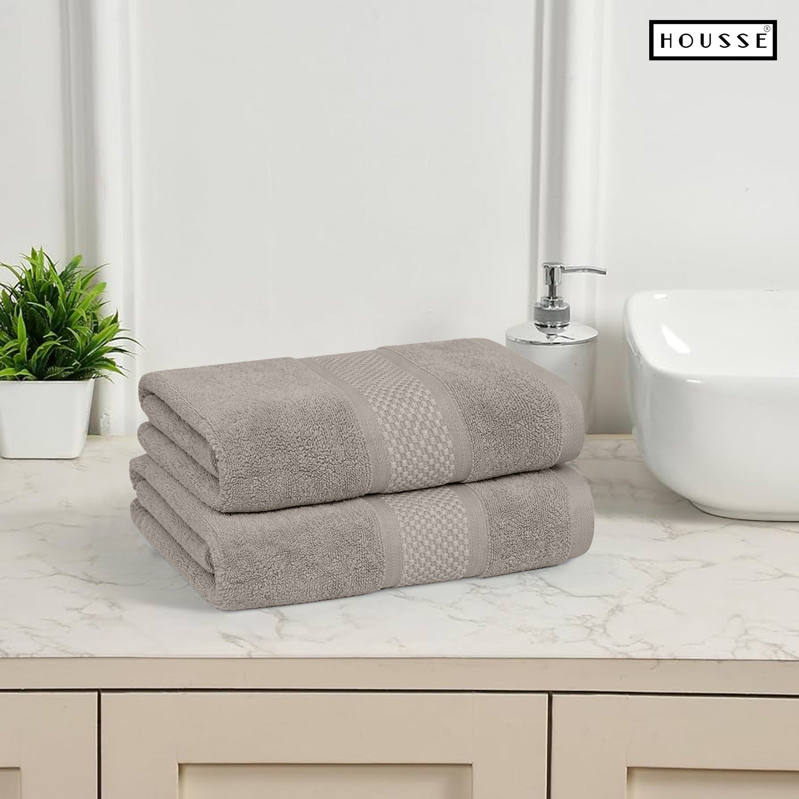 HOUSSE Nexora Cotton Towels | Quick Absorption & Faster Drying Towel | 600 GSM | Cotton Towel for Men/Women | Urban Comfort