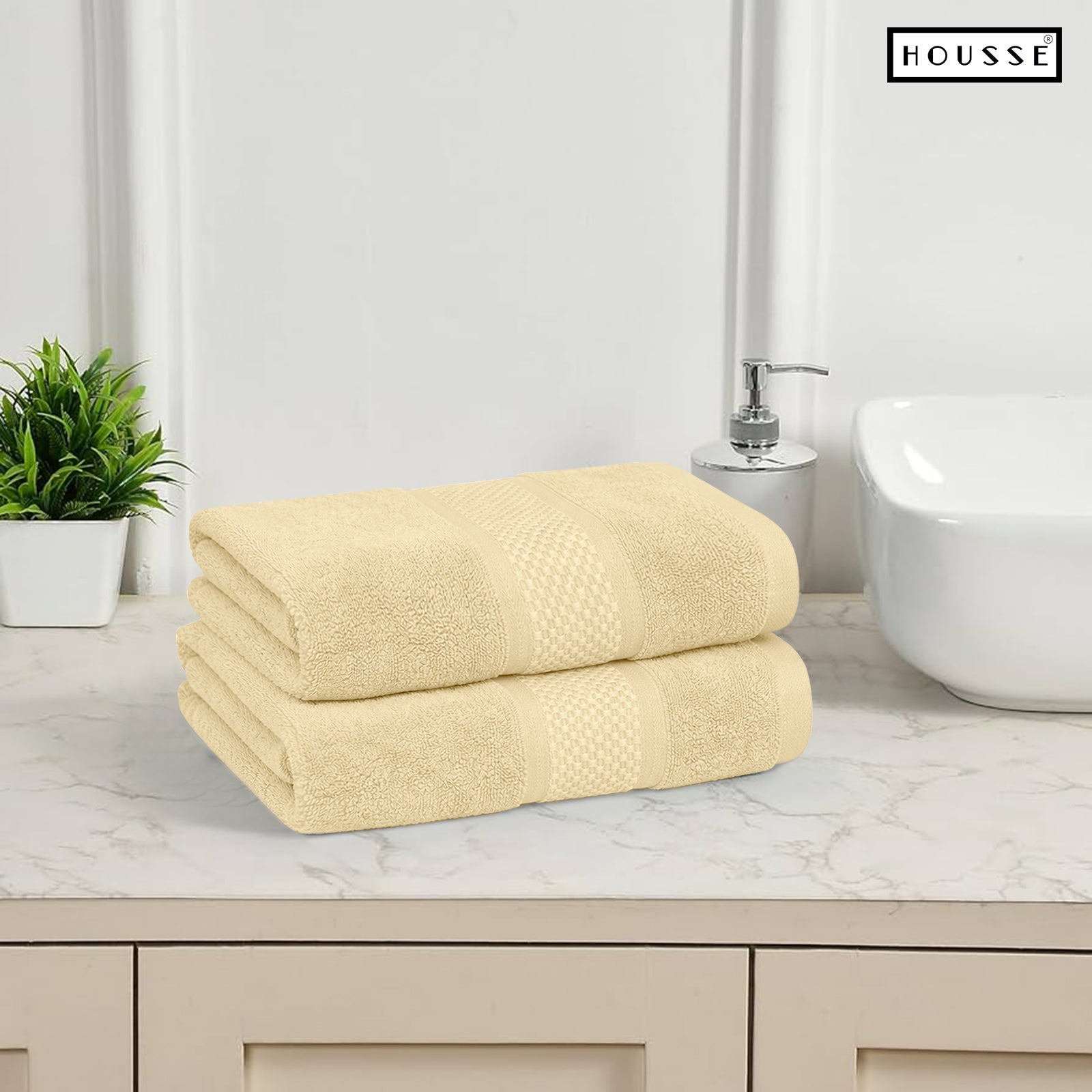 HOUSSE Nexora Cotton Towels | Quick Absorption & Faster Drying Towel | 600 GSM | Cotton Towel for Men/Women | Urban Comfort