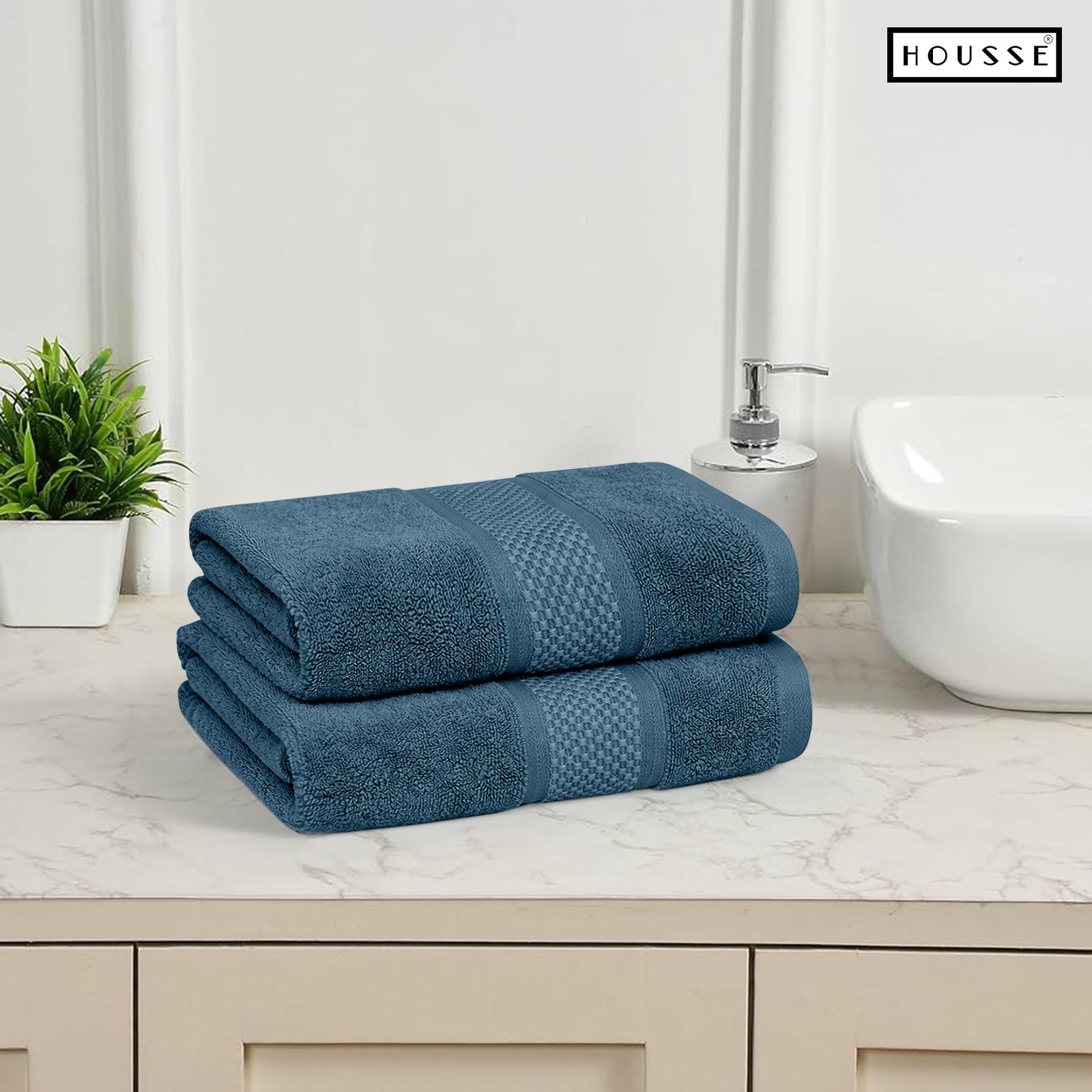 HOUSSE Nexora Cotton Towels | Quick Absorption & Faster Drying Towel | 600 GSM | Cotton Towel for Men/Women | Urban Comfort