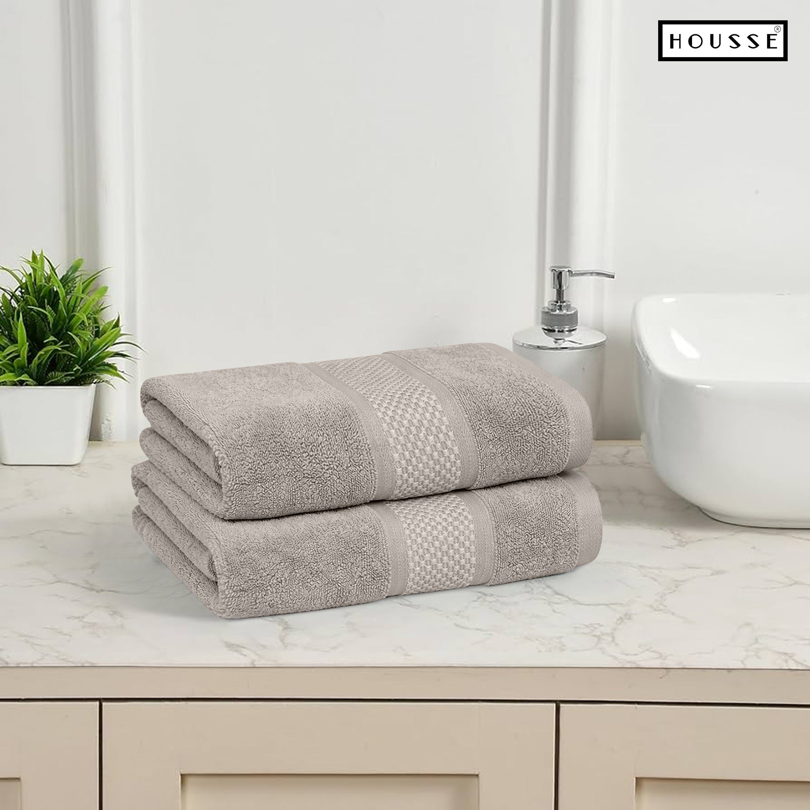 HOUSSE Nexora Cotton Towels | Quick Absorption & Faster Drying Towel | 600 GSM | Cotton Towel for Men/Women | Urban Comfort