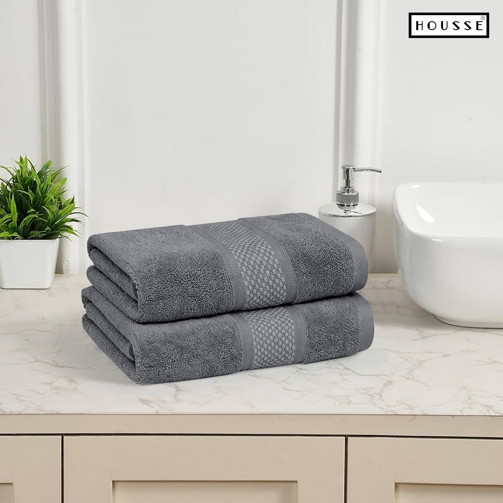 HOUSSE Nexora Cotton Towels | Quick Absorption & Faster Drying Towel | 600 GSM | Cotton Towel for Men/Women | Urban Comfort