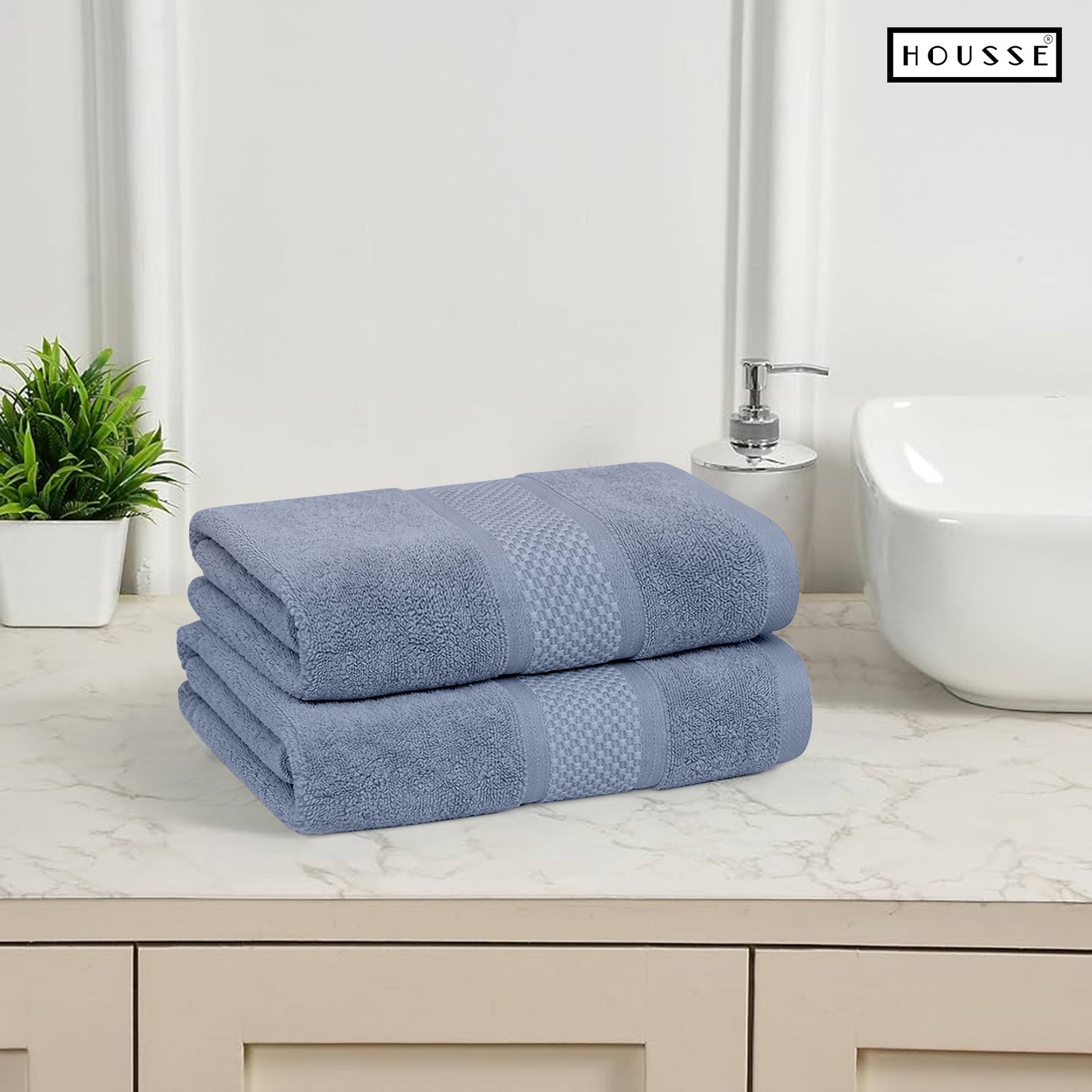 HOUSSE Nexora Cotton Towels | Quick Absorption & Faster Drying Towel | 600 GSM | Cotton Towel for Men/Women | Urban Comfort