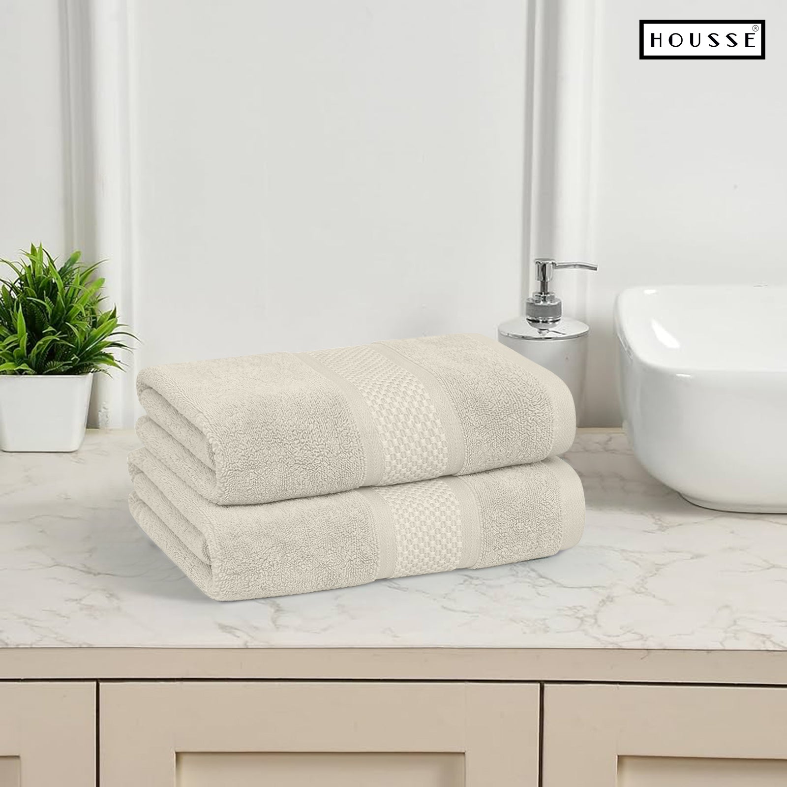 HOUSSE Nexora Cotton Towels | Quick Absorption & Faster Drying Towel | 600 GSM | Cotton Towel for Men/Women | Urban Comfort