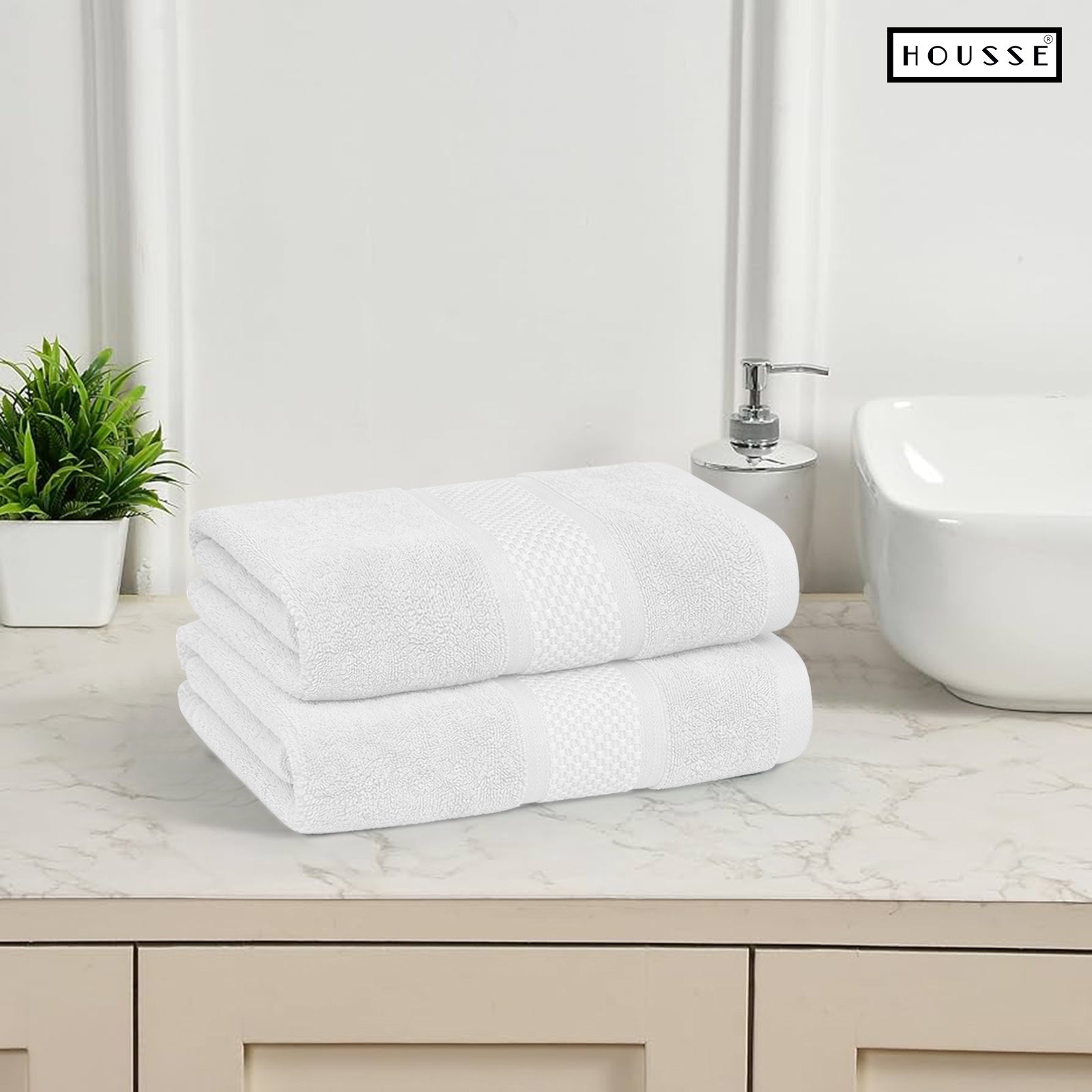 HOUSSE Nexora Cotton Towels | Quick Absorption & Faster Drying Towel | 600 GSM | Cotton Towel for Men/Women | Urban Comfort